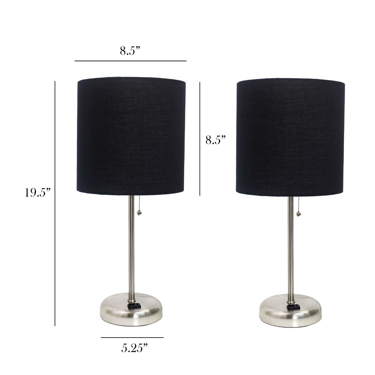 Simple Designs 19.5 2 Pack Table Desk Lamp Set with Charging Outlet - 19.50