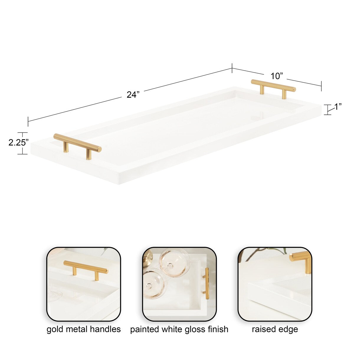 Kate and Laurel Halsey Wood Rectangle Decorative Tray