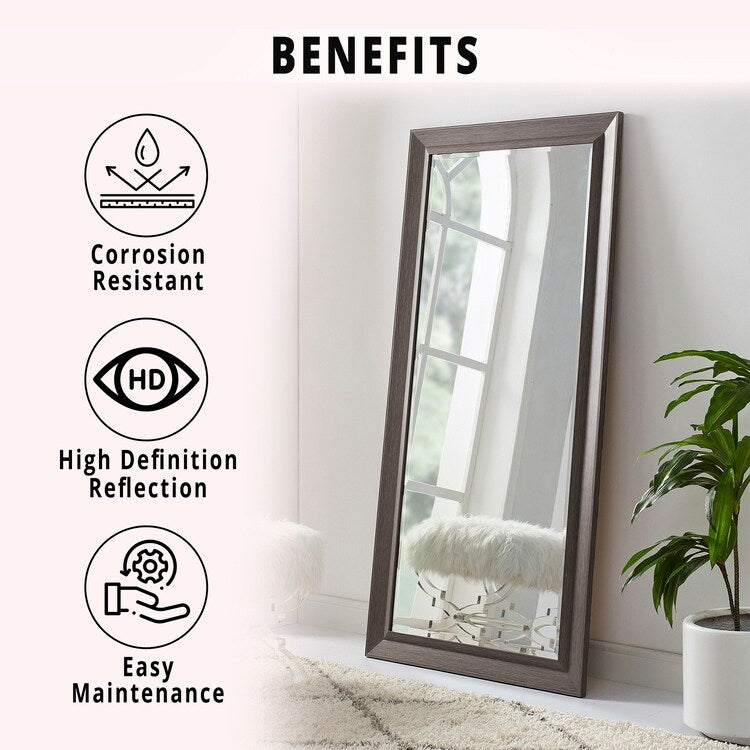 Framed Bevel Leaner Full Length Huge Floor Mirror XL Mirror Large Rectangle Standing Cream Floor Mirror Huge Mirrors for Bedroom