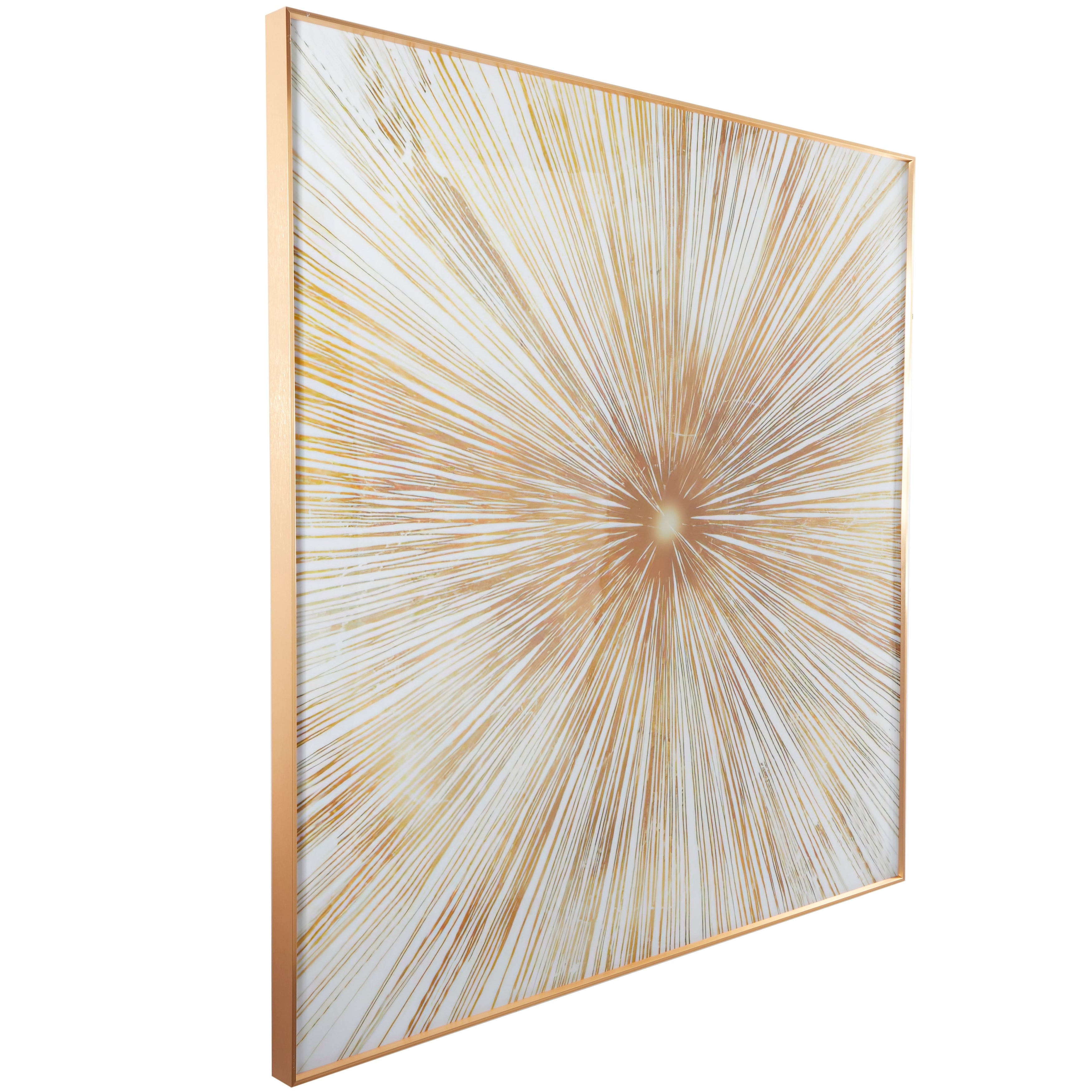 CosmoLiving by Cosmopolitan Porcelain Ceramic Radial Starburst Framed Wall Art with Gold Aluminum Frame - Gold or Dark Blue