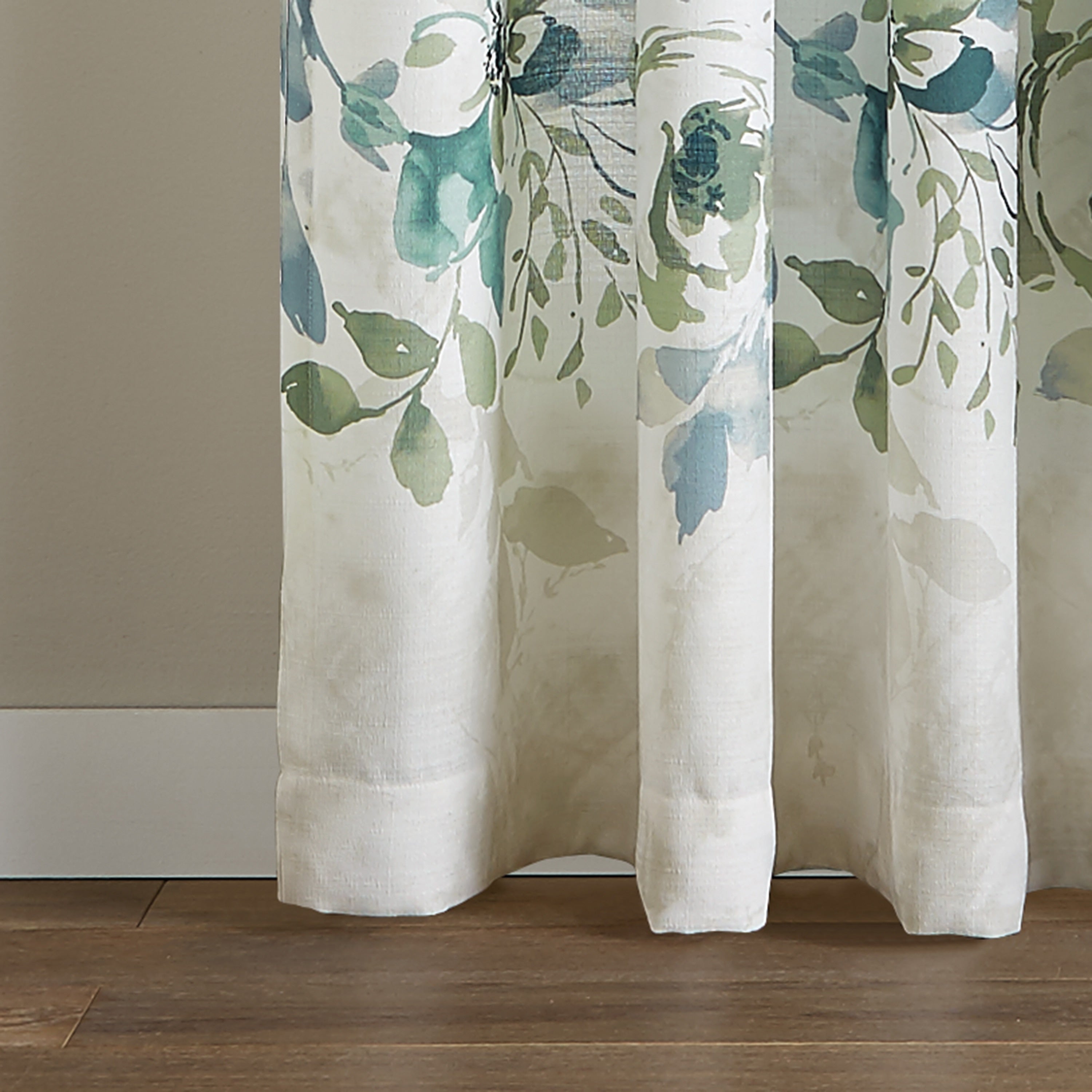 Watercolor Floral Flip Over Rod Pocket Single Curtain Panel