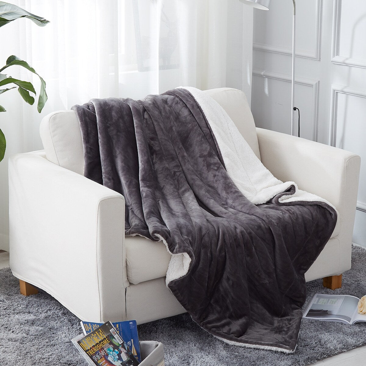 Sherpa Throw Blanket Plush Fleece Couch Blankets