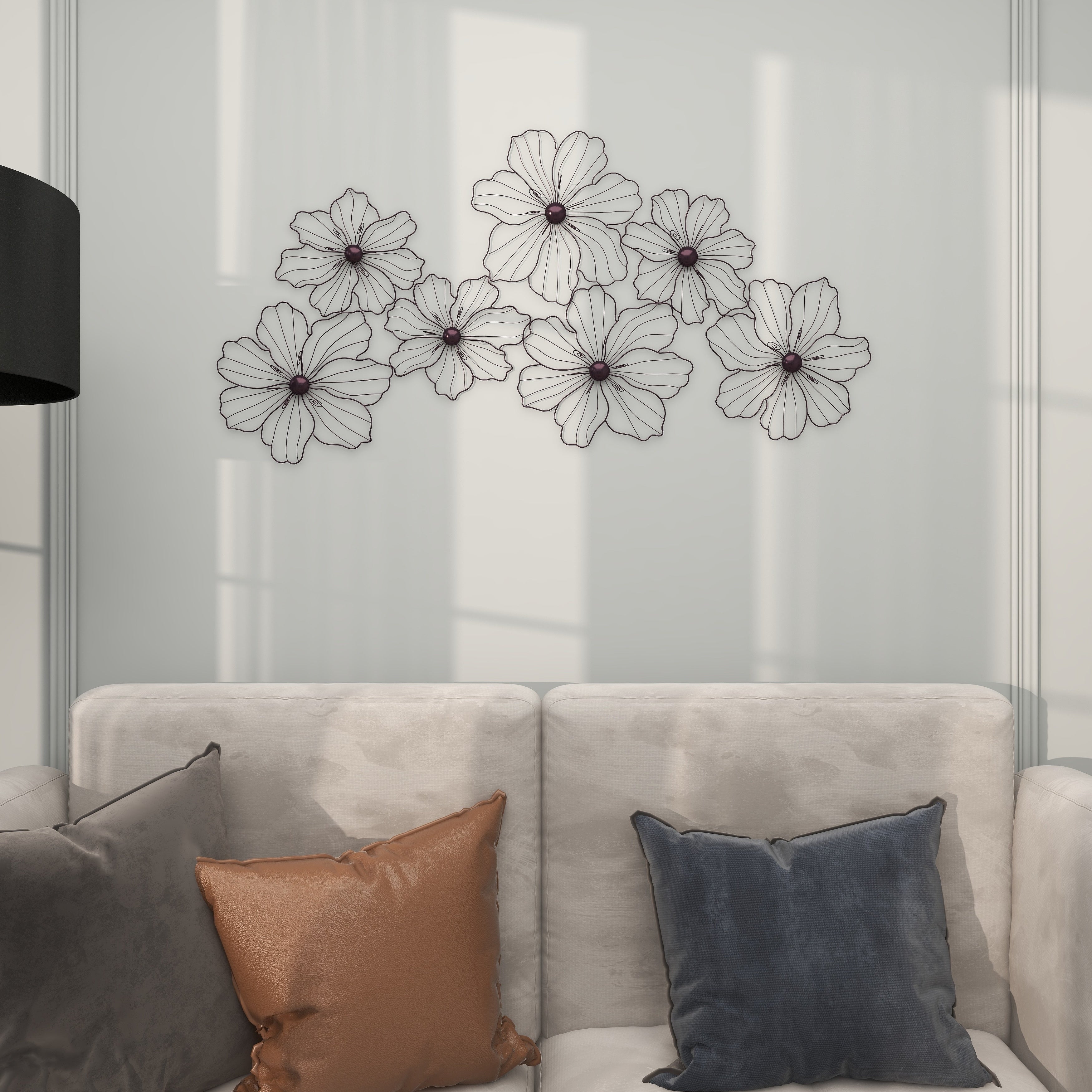 Gold or Black Metal Foiled Wire Floral Wall Decor