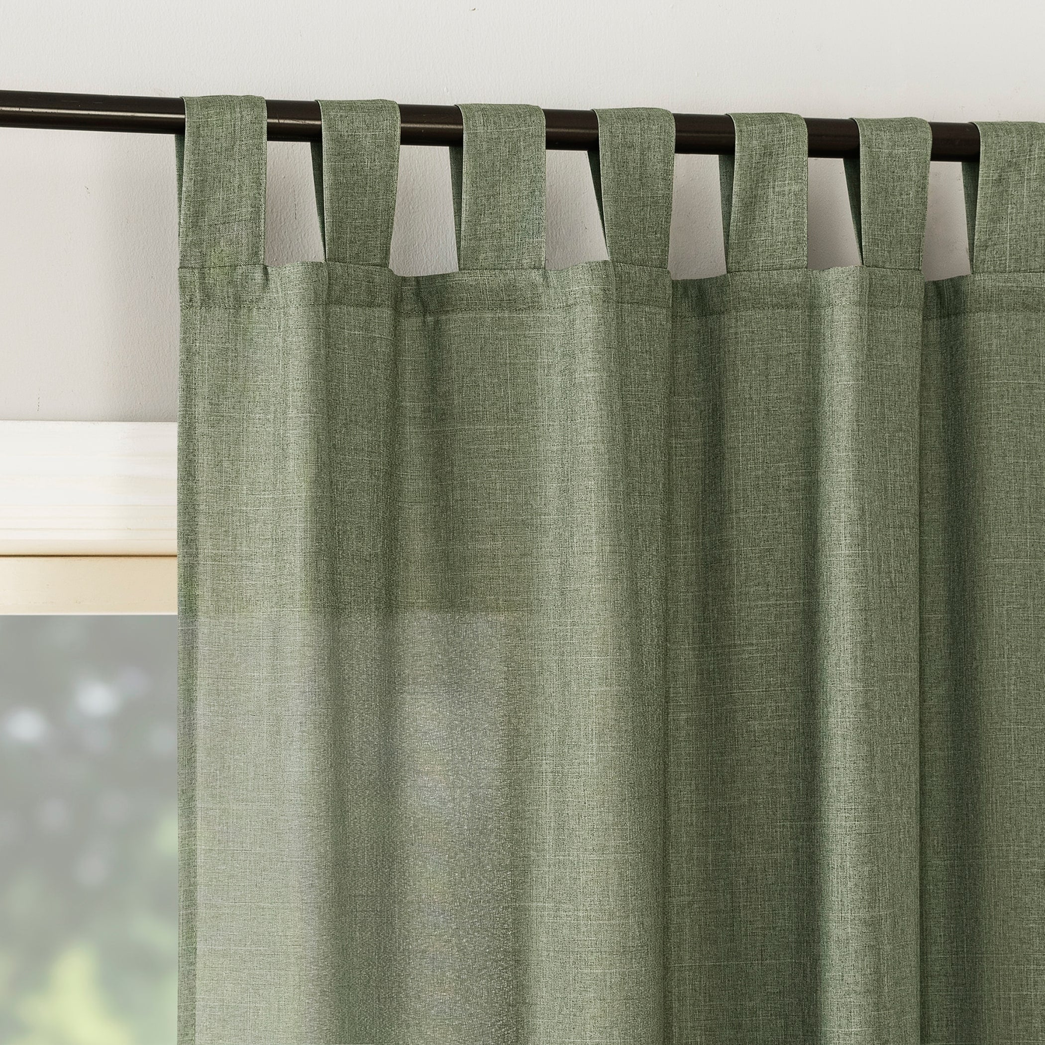 No. 918 Jacob Heathered Texture Semi-Sheer Tab Top Curtain Panel, Single Panel