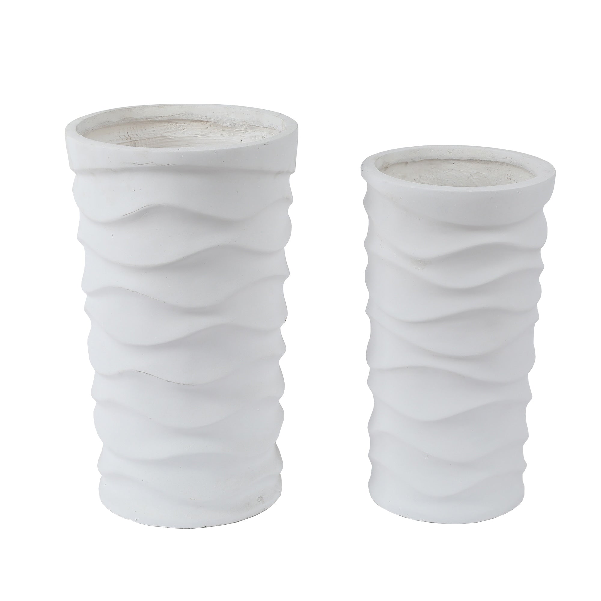 Reyis White Wavy Modern 2-piece Handmade Planter Set by Havenside Home