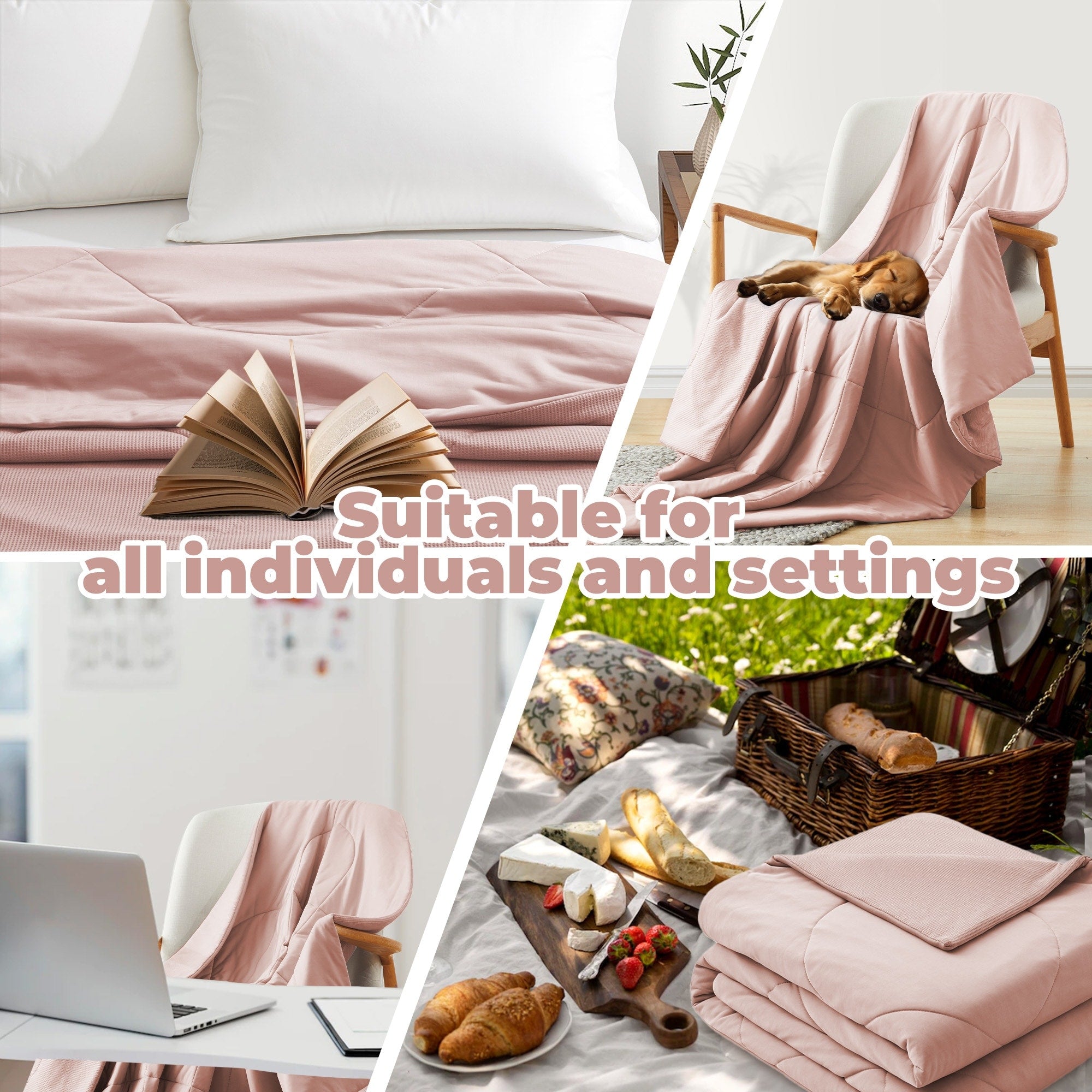 Lightweight Breathable Cooling Waffle Reversible Summer Blanket, Dual-side Cool Touch Comforter