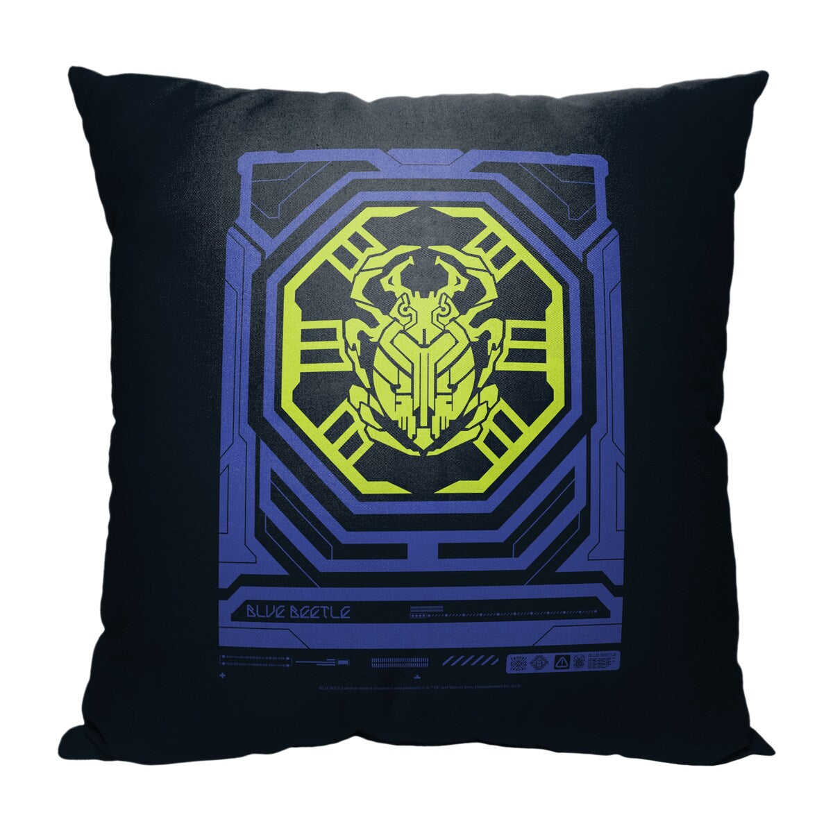 WB Blue Beetle Biotech Scarab Printed Throw Pillow - Black