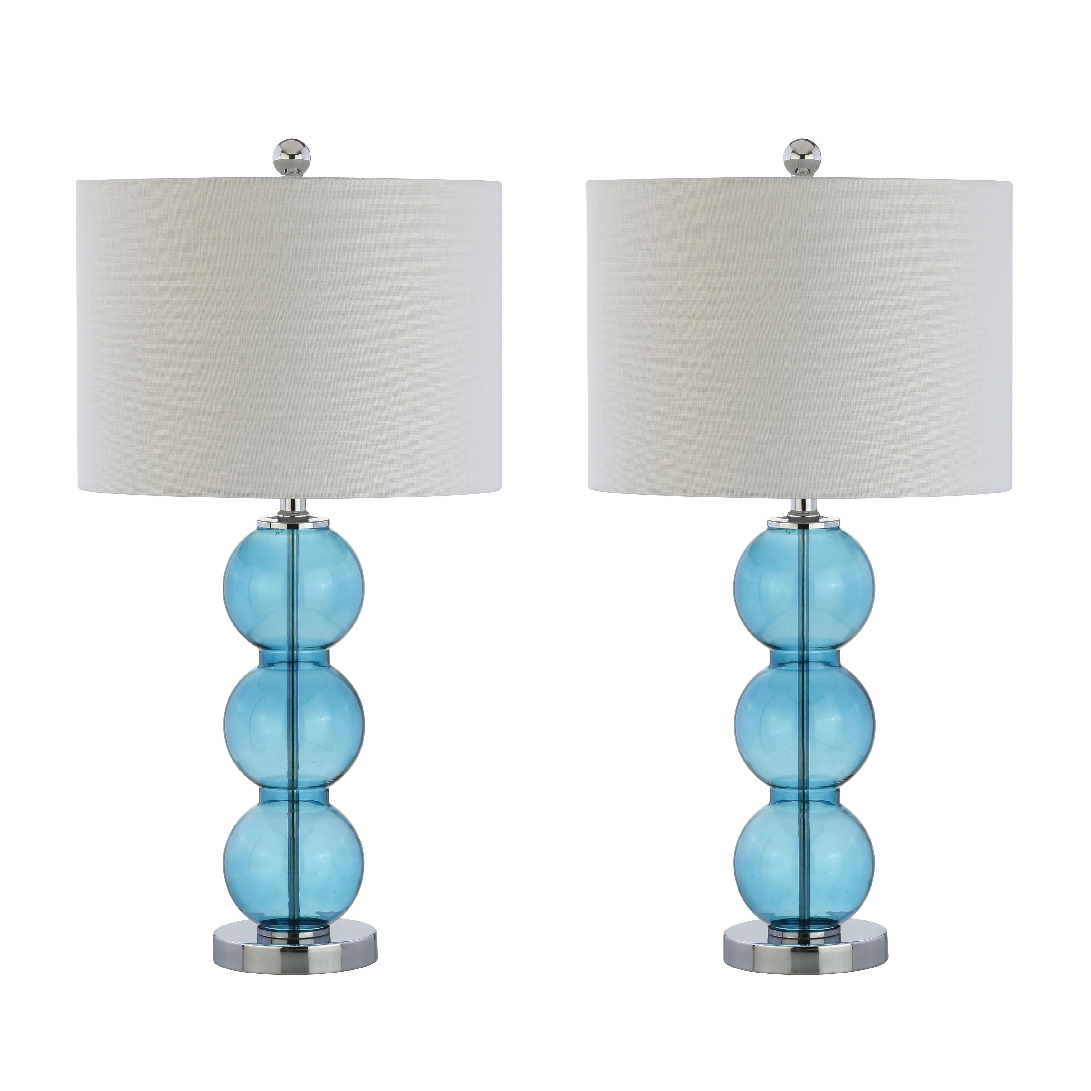 Ella 27 Glass Triple-Sphere LED Table Lamp, Mercury Silver/Chrome (Set of 2) by JONATHAN Y