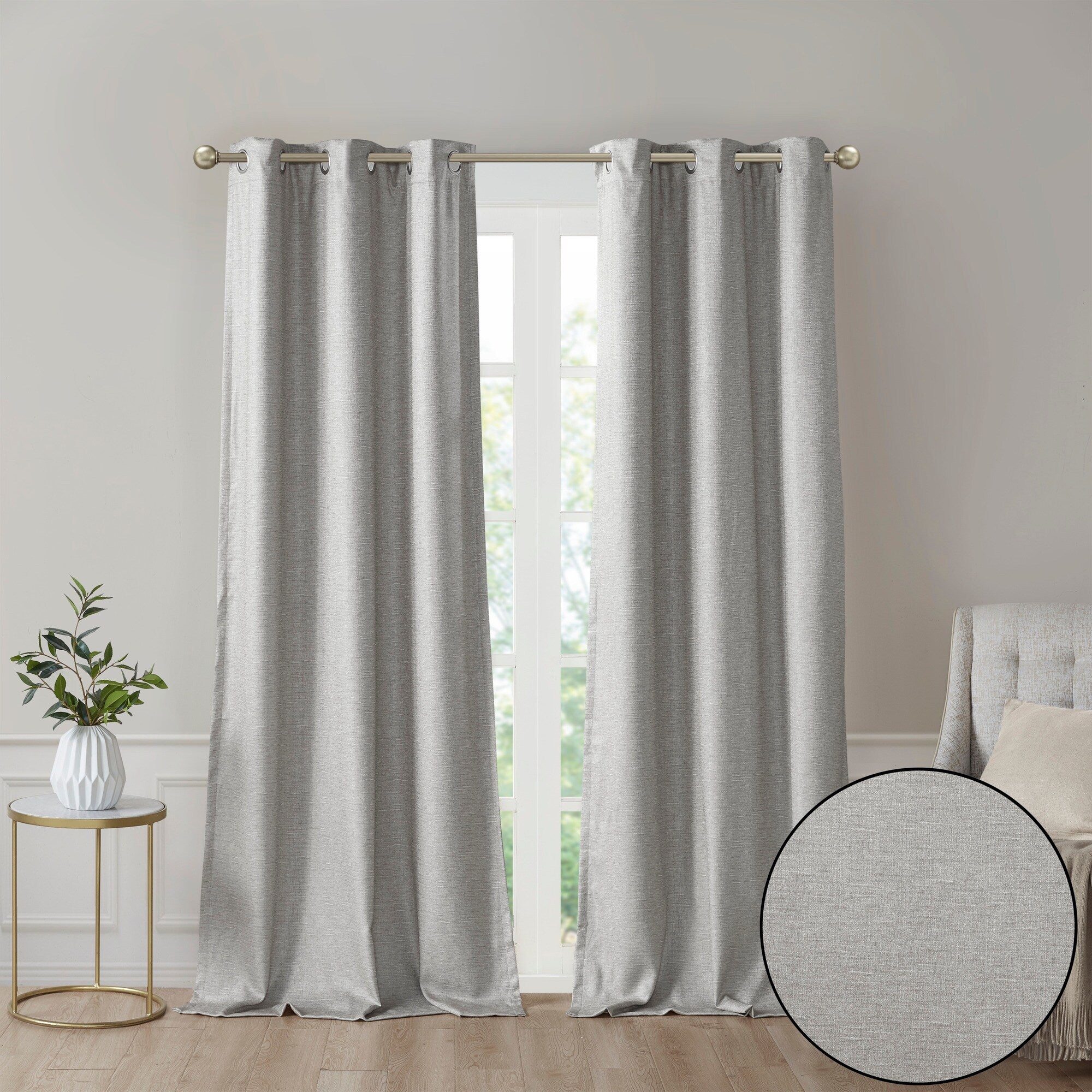 SunSmart Leighton Tonal Printed Faux Silk Total Blackout Curtain Panel Pair