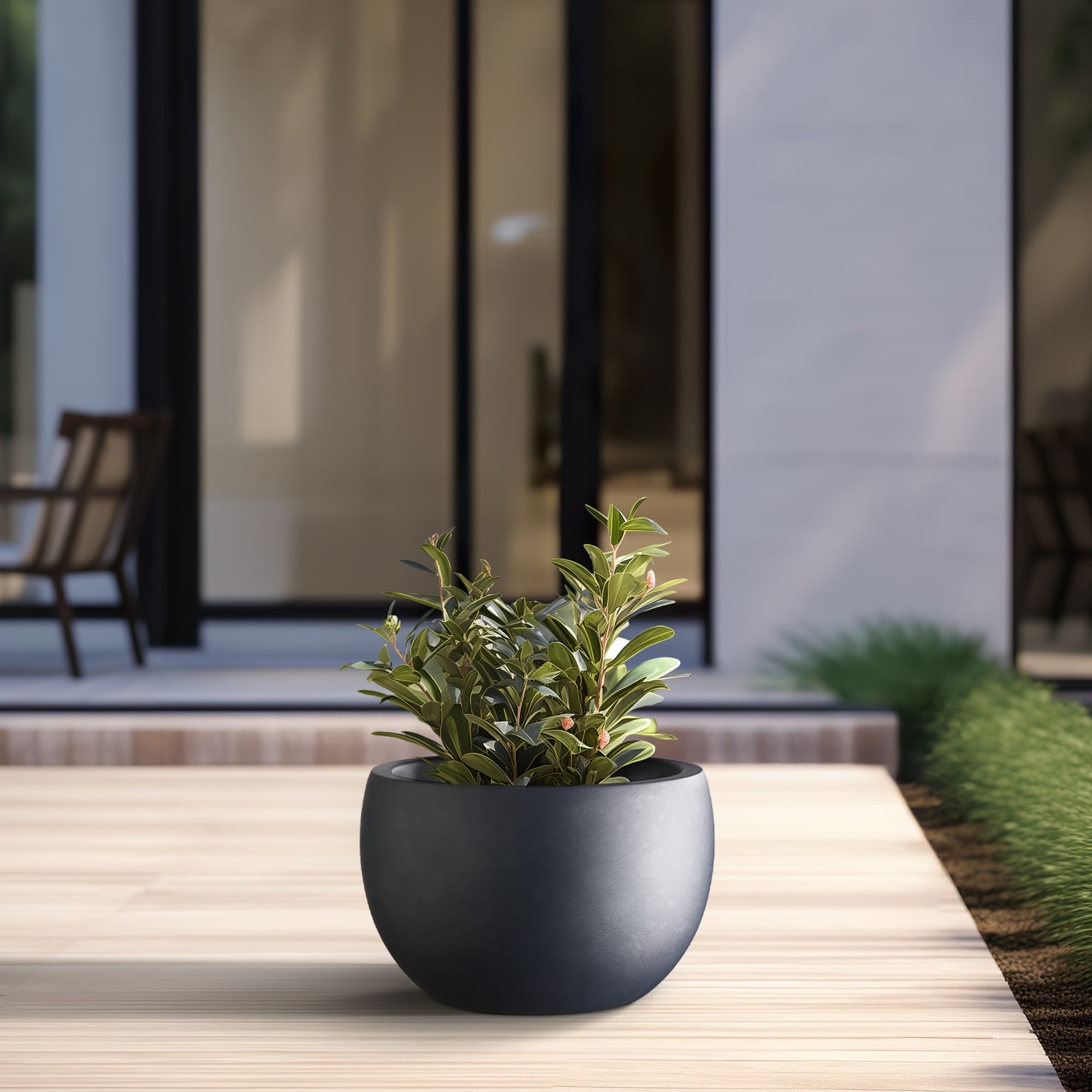 Tall Concrete Round Plant Pots / Large Indoor and Outdoor flower Planters