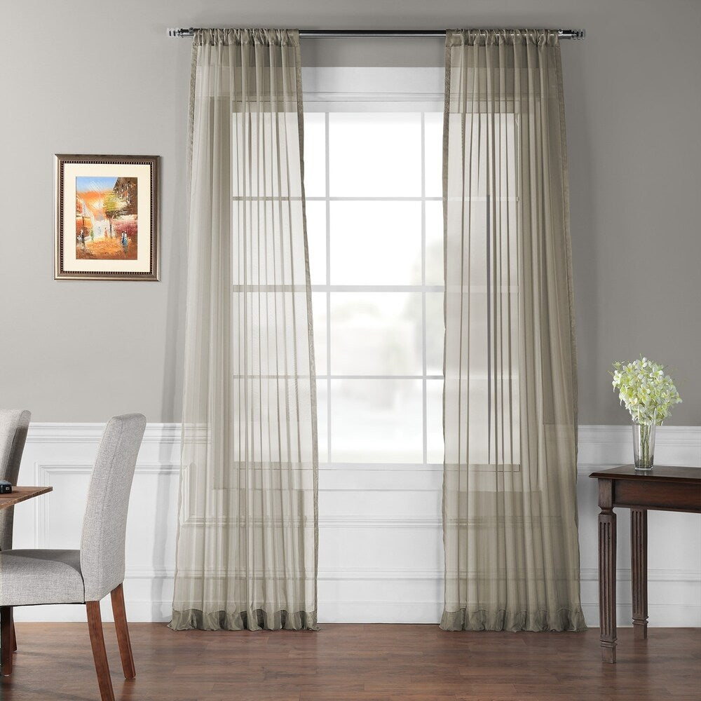 Exclusive Fabrics Voile Poly Sheer Curtain Panel Pair (2 Panels)