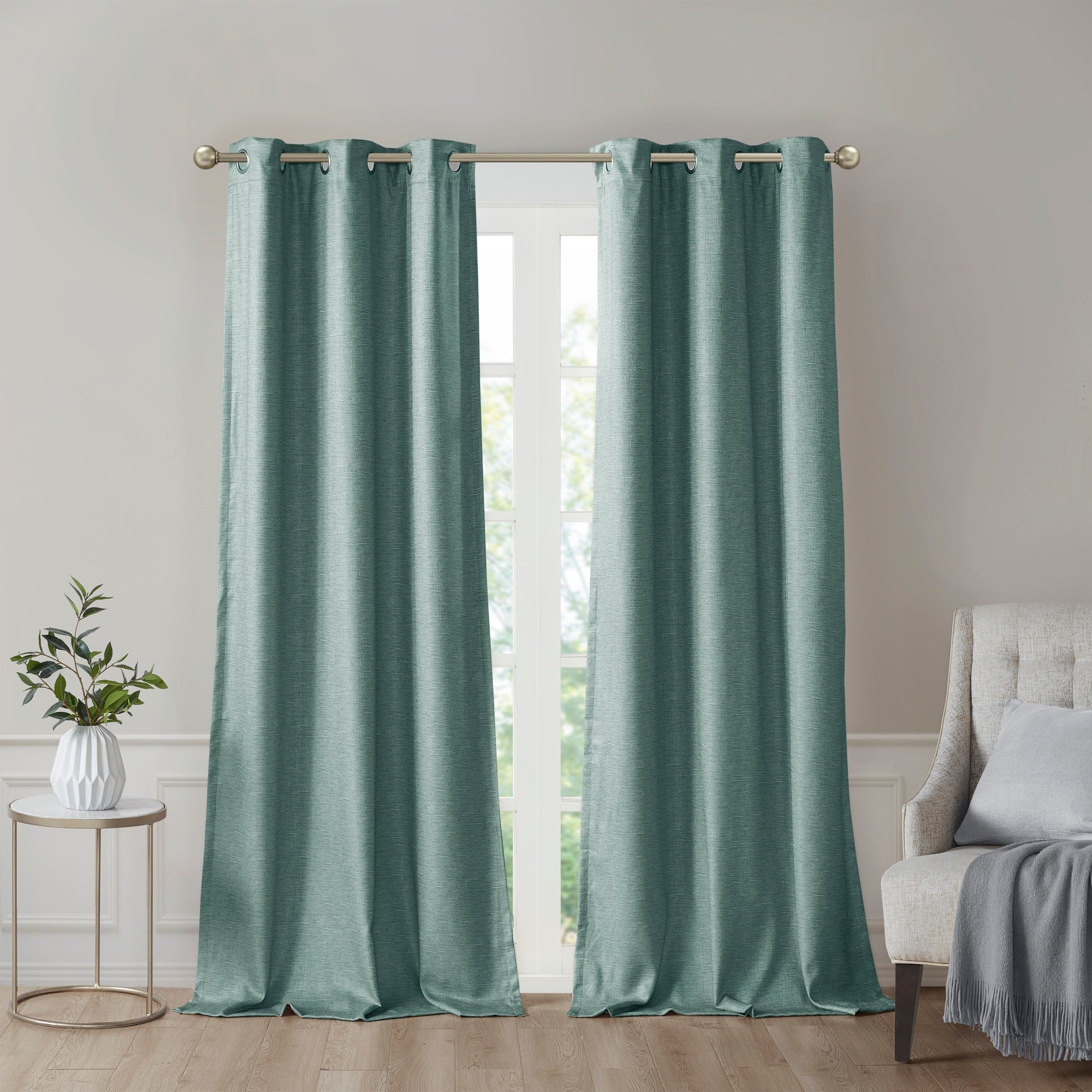 SunSmart Leighton Tonal Printed Faux Silk Total Blackout Curtain Panel Pair