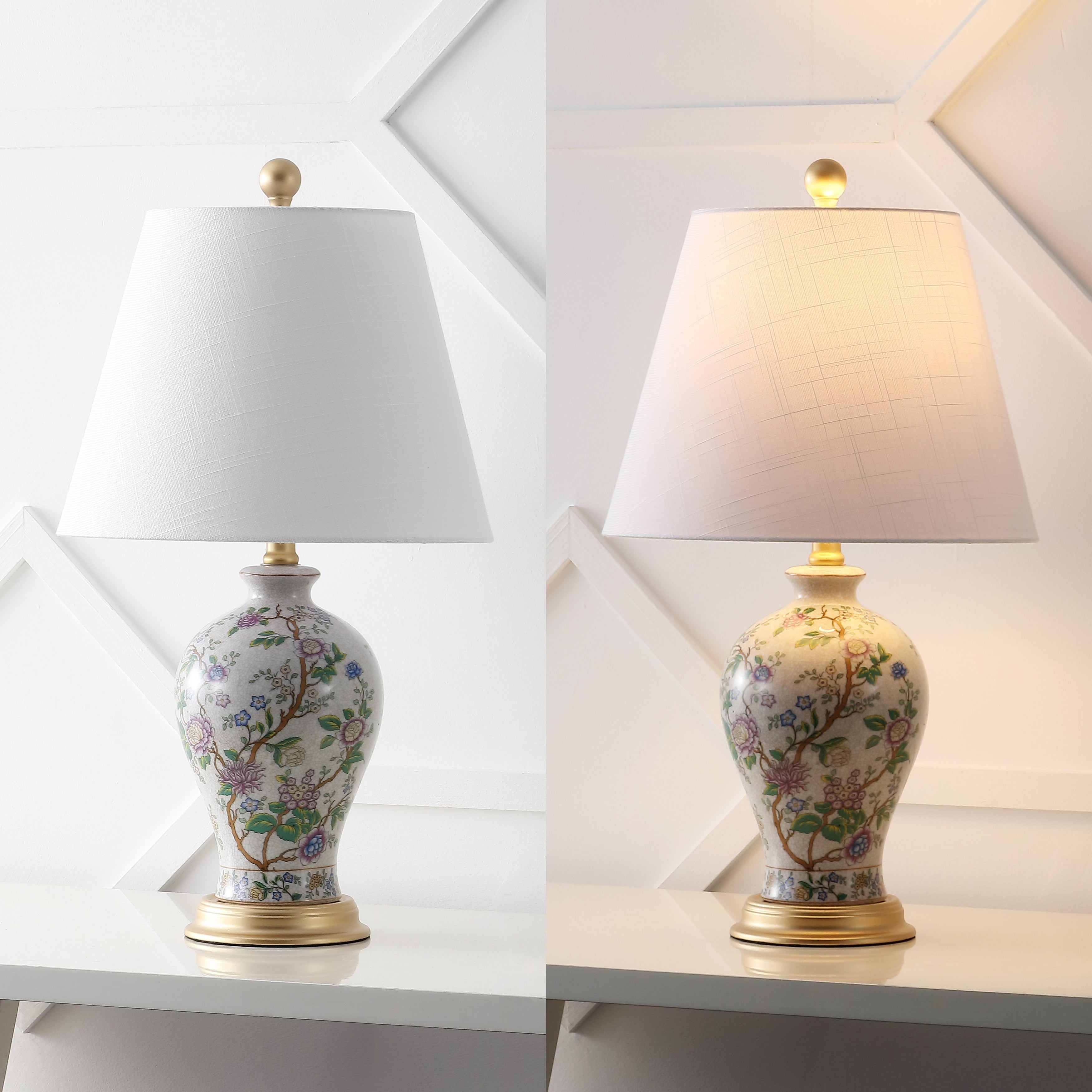 Grace 24 Floral LED Table Lamp, Multi/Brass by JONATHAN Y