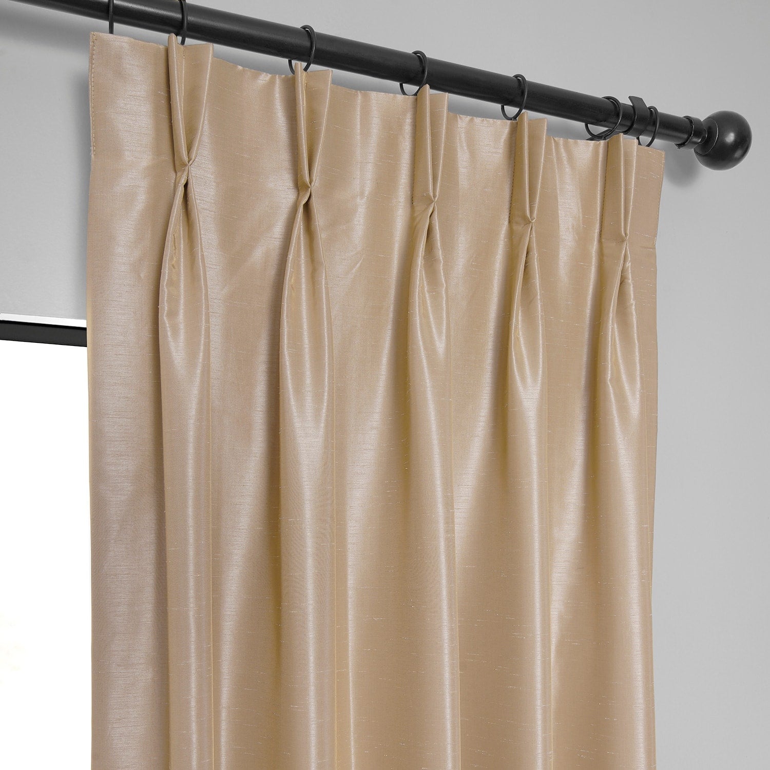 Exclusive Fabrics Solid Vintage Textured Faux Dupioni Silk Pleated Blackout Curtain (1 Panel)