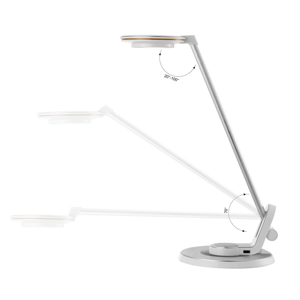 Gaines 18.5 Aluminum Contemporary Minimalist Adjustable Dimmable USB Charging LED Task Lamp, Black by JONATHAN Y