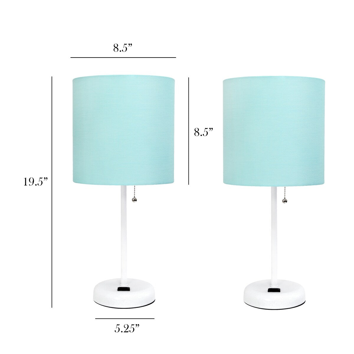 Simple Designs 19.5 2 Pack Table Desk Lamp Set with Charging Outlet - 19.50