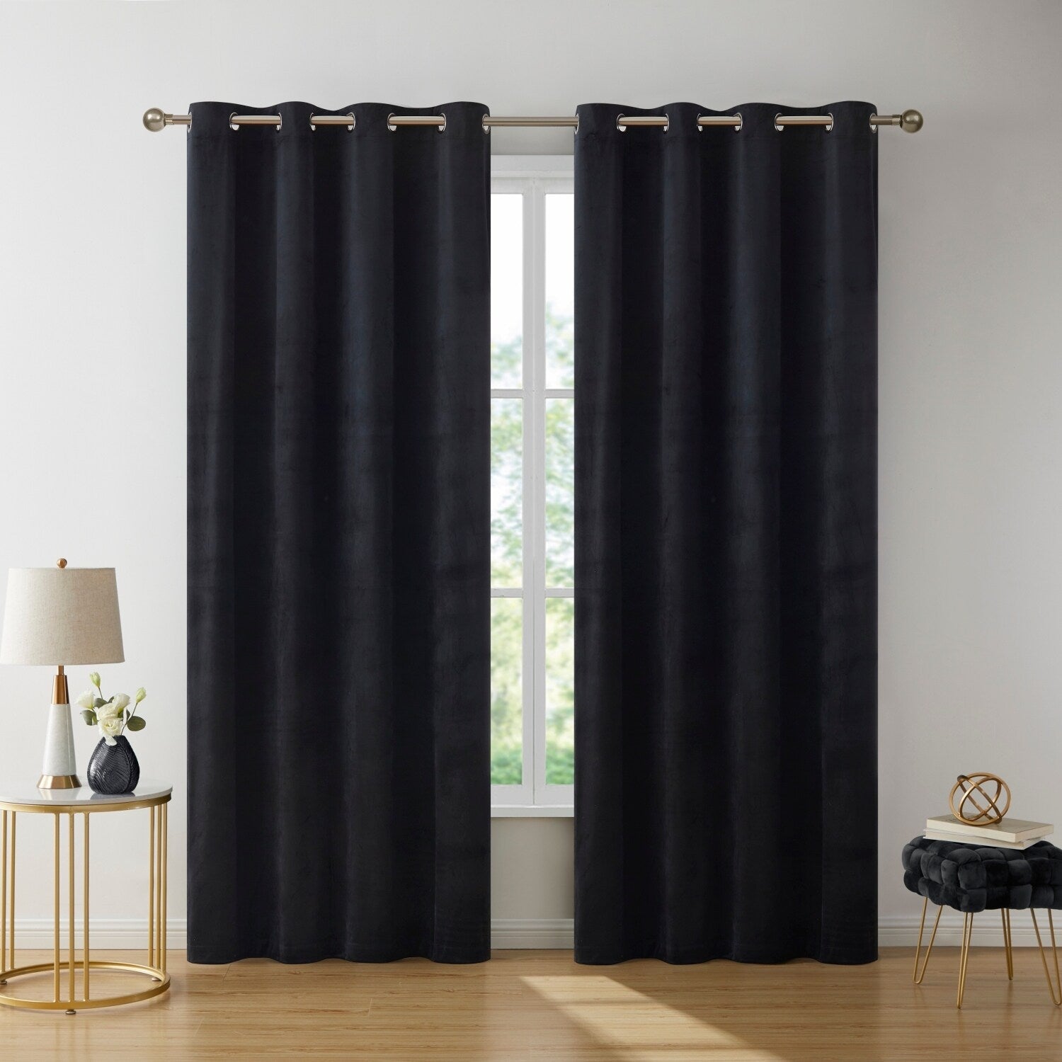 HLC.me Sawyer Premium Luxurious Lush Velvet Soft Light Filtering Grommet Window Curtains - Set of 2