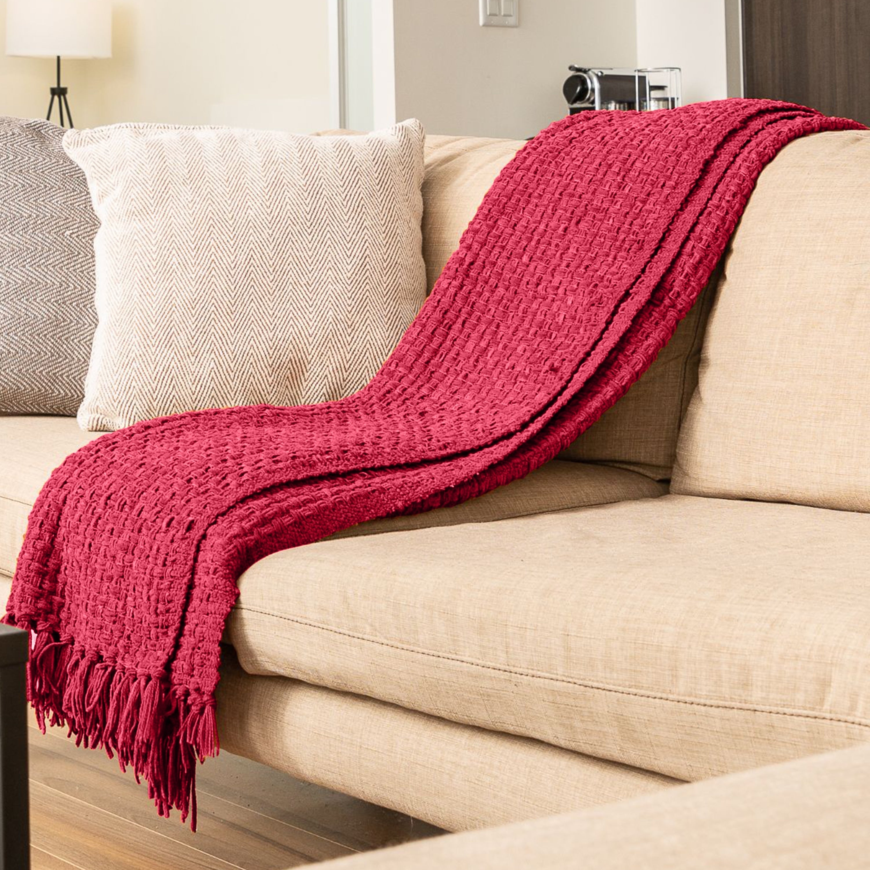 Fabstyles Chenille Basket Weave Polyester Throw Blanket