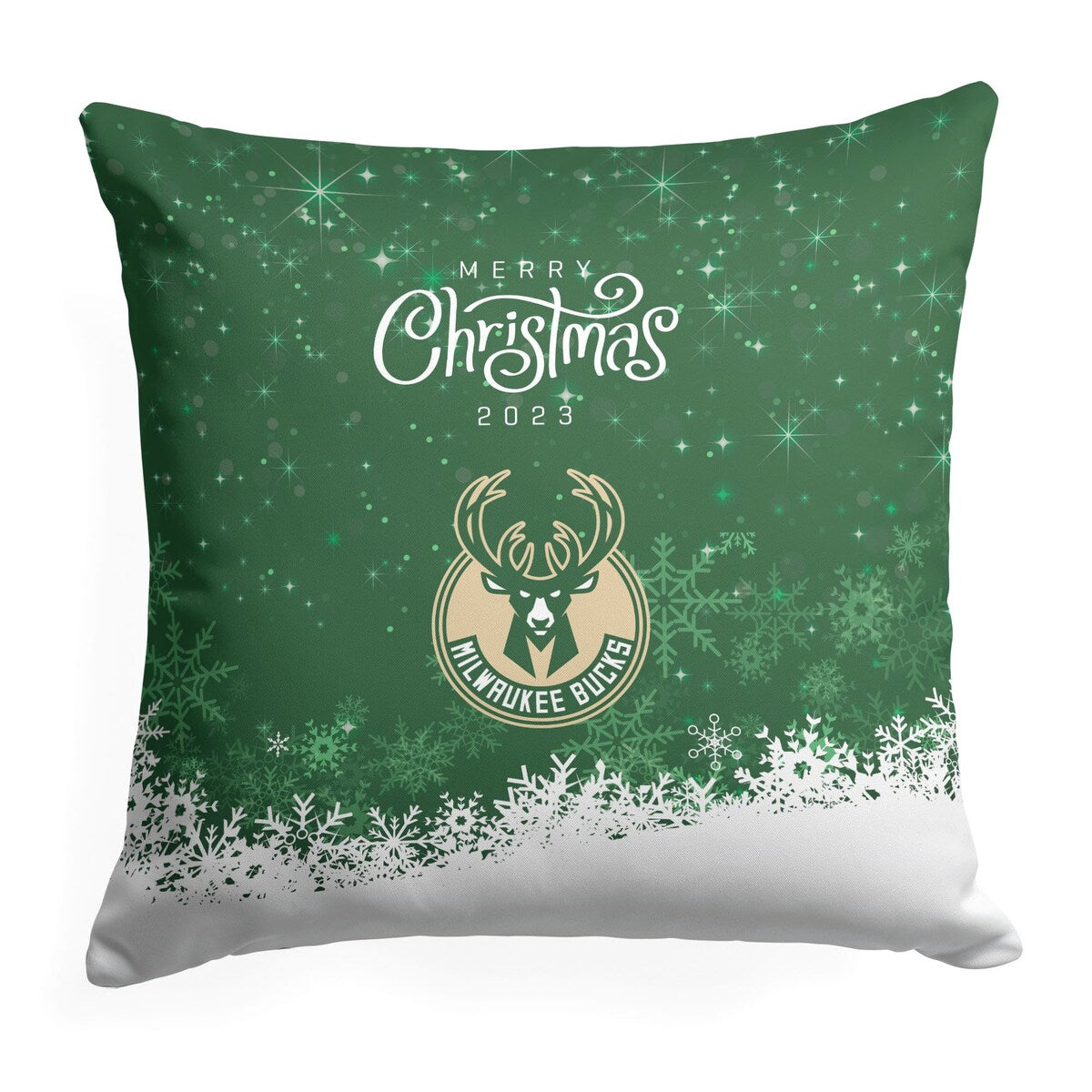 NBA Christmas 2023 Bucks Printed Throw Pillow - Green