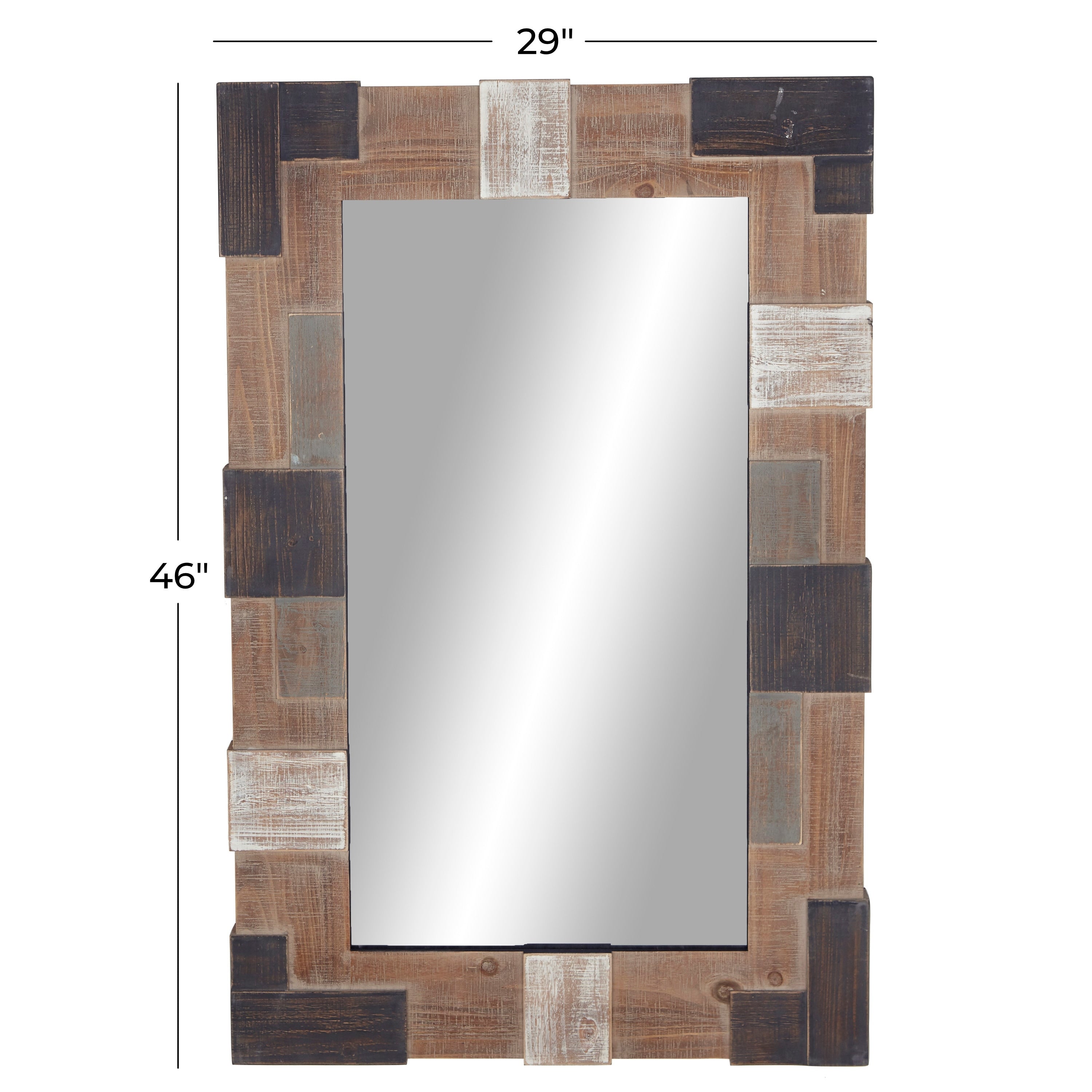 Brown MDF Farmhouse Wall Mirror 46 x 29 x 2 - 29 x 2 x 46