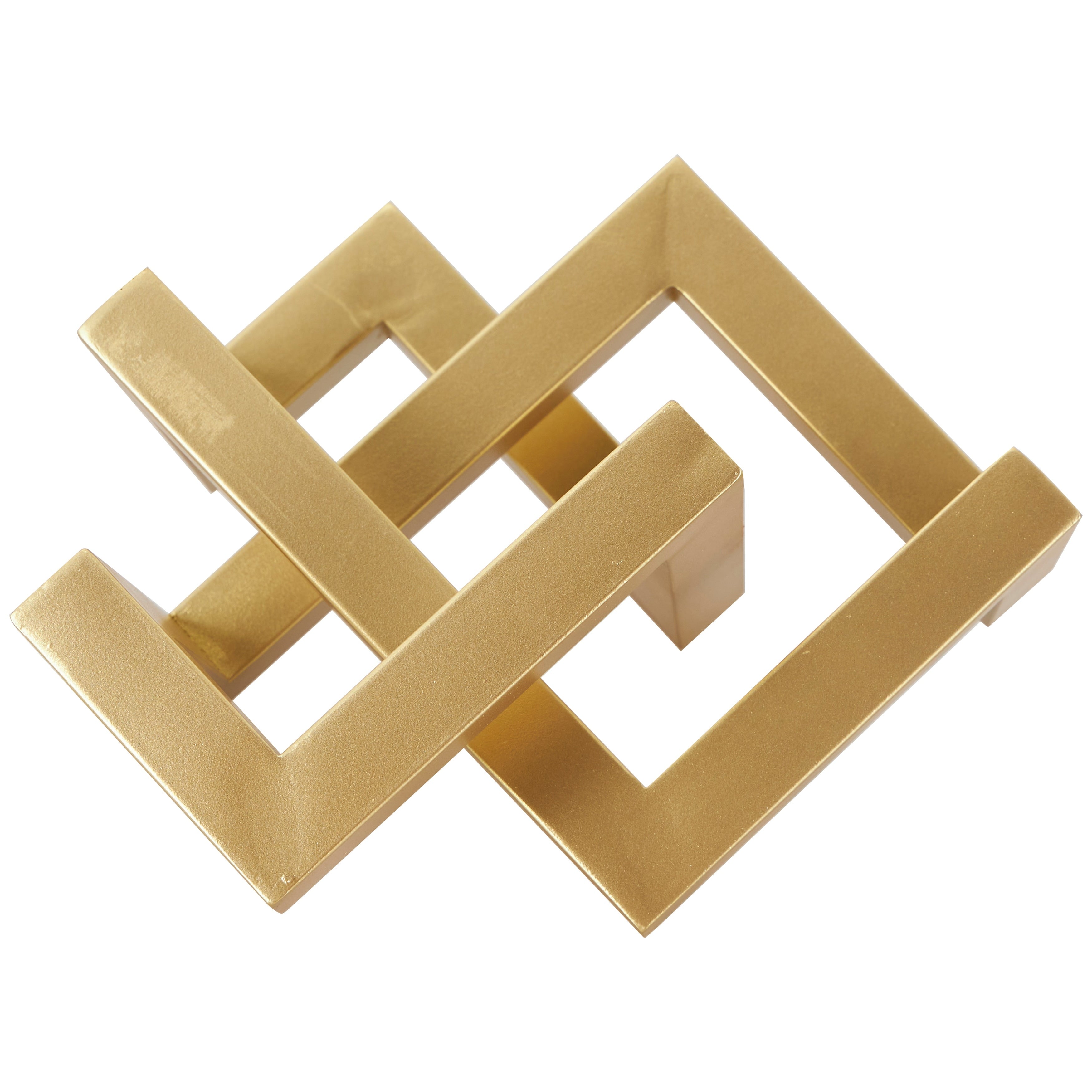 Gold Metal Abstract Shaped Geometric Decorative Sculpture