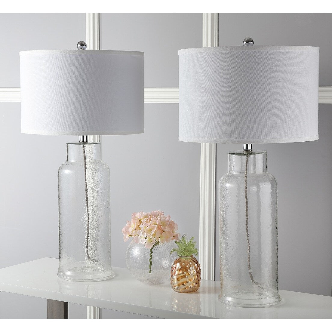 SAFAVIEH Lighting Mayra 29-inch Clear Bottle Glass Table Lamp (Set of 2) - 15.5x15.5x29