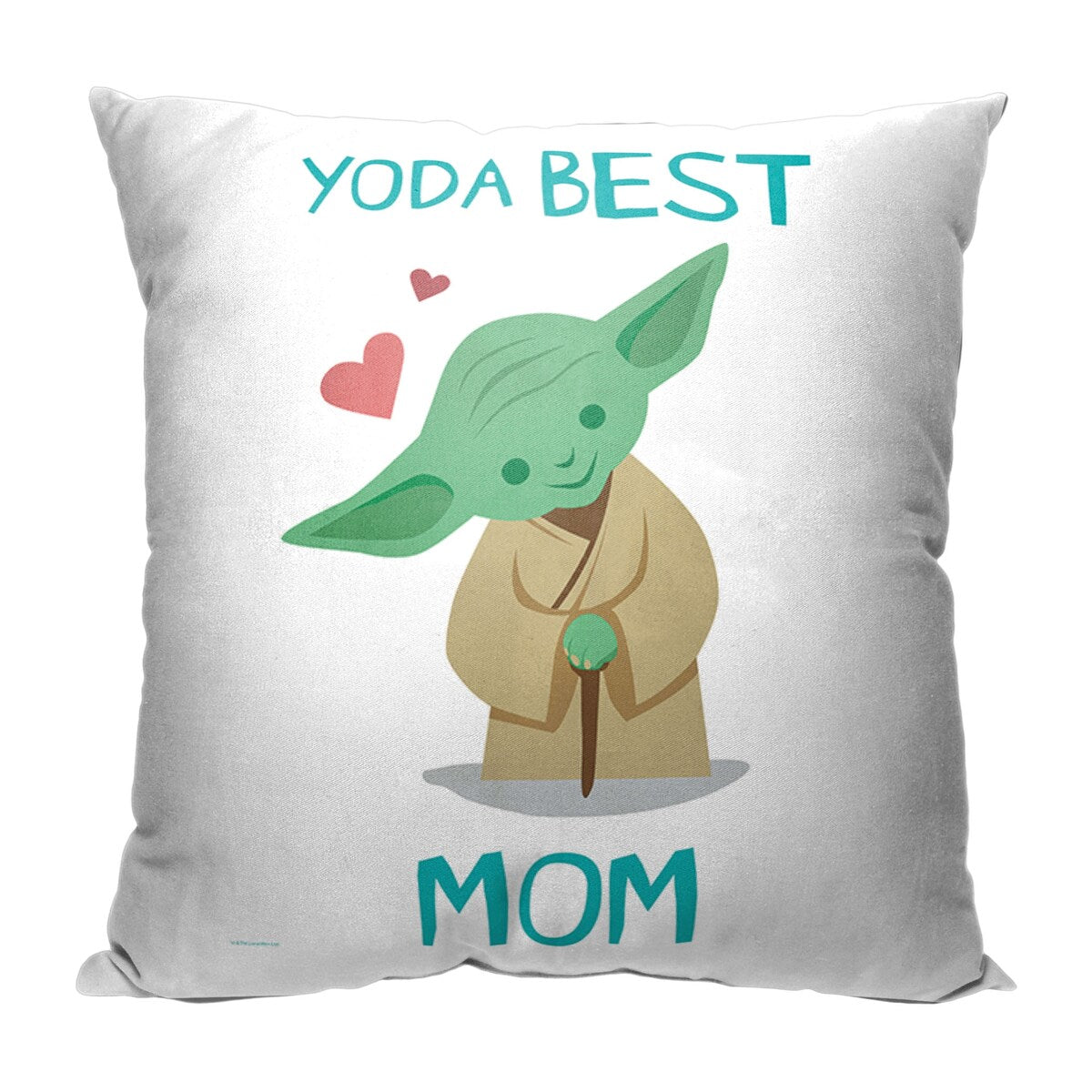 Star Wars Classic Yoda Best Mom Printed Pillow - White