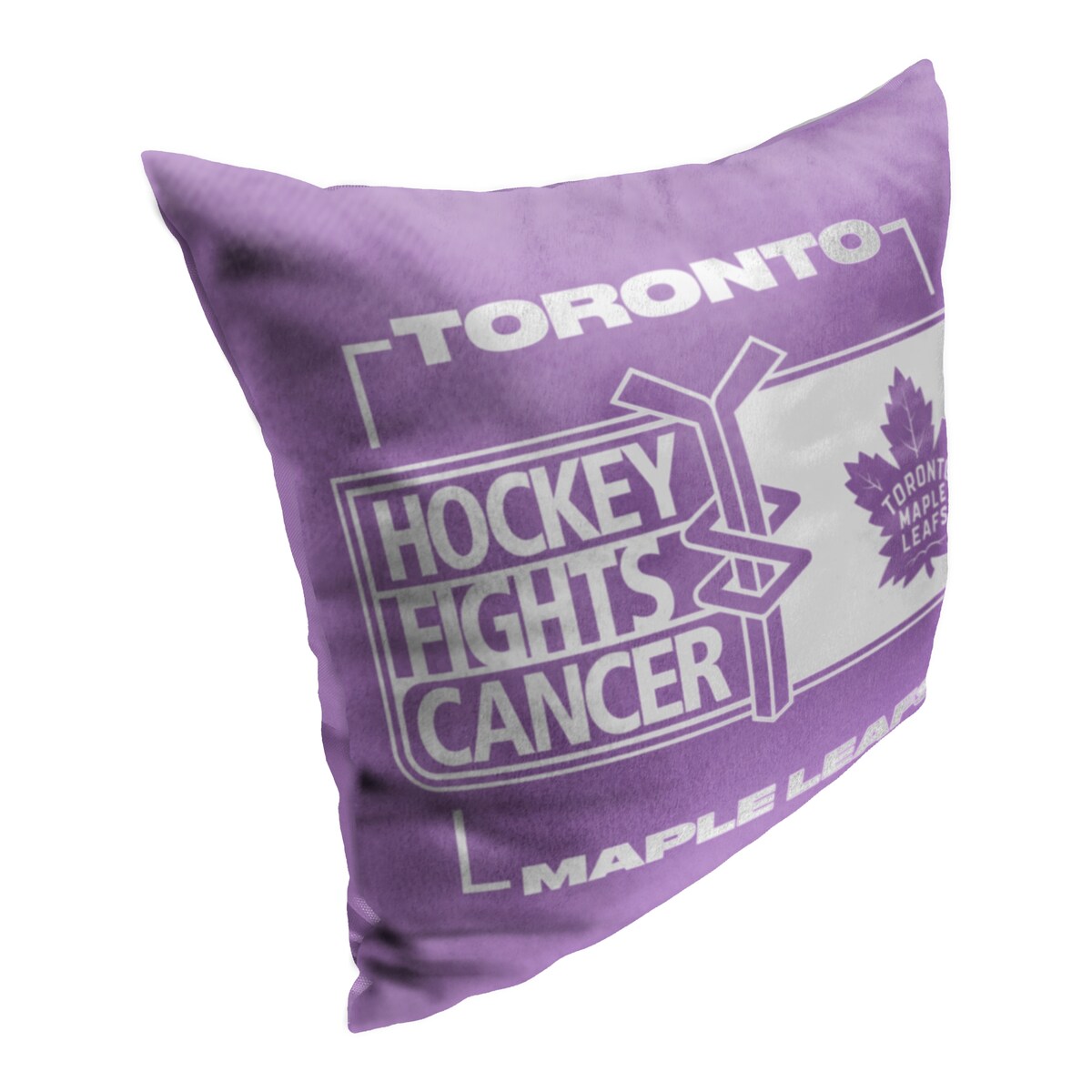 NHL Hockey Fights Cancer Fight For Maple Leafs Printed Throw Pillow - Purple