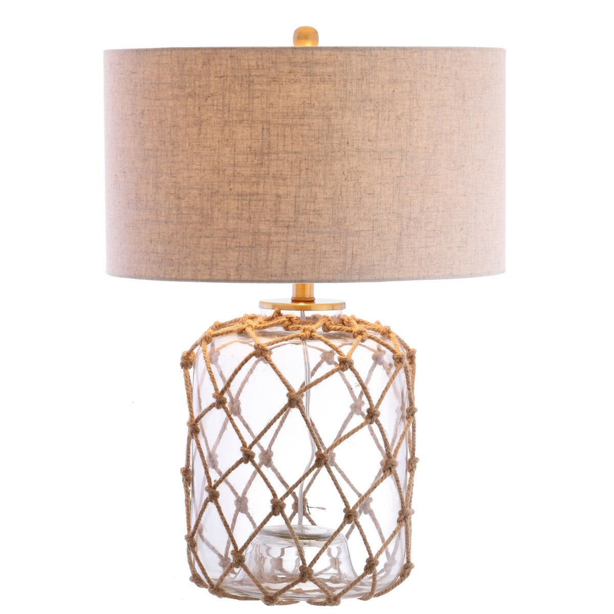 Joseph 26.5 Glass and Rope LED Table Lamp, Brown/Clear by JONATHAN Y