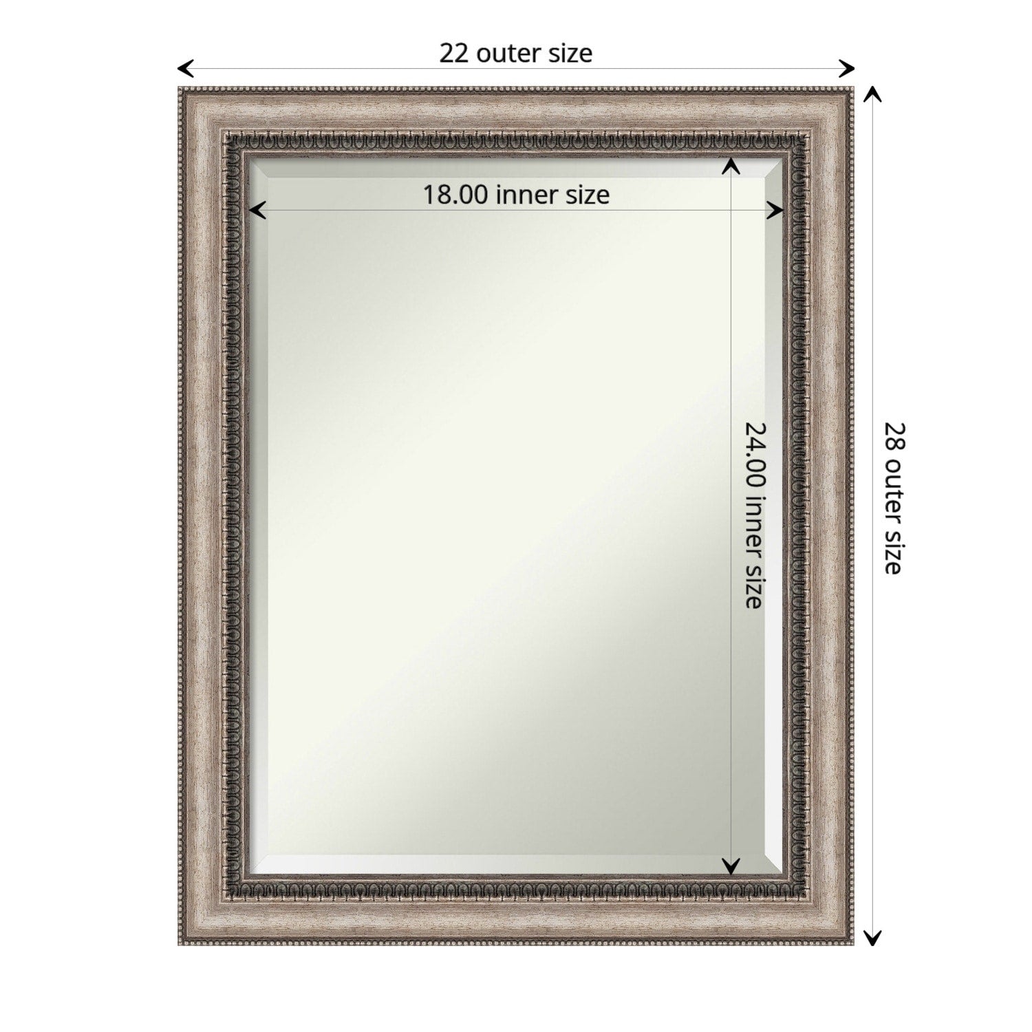 Beveled Bathroom Wall Mirror - Lyla Ornate Silver Frame - Lyla Ornate Silver