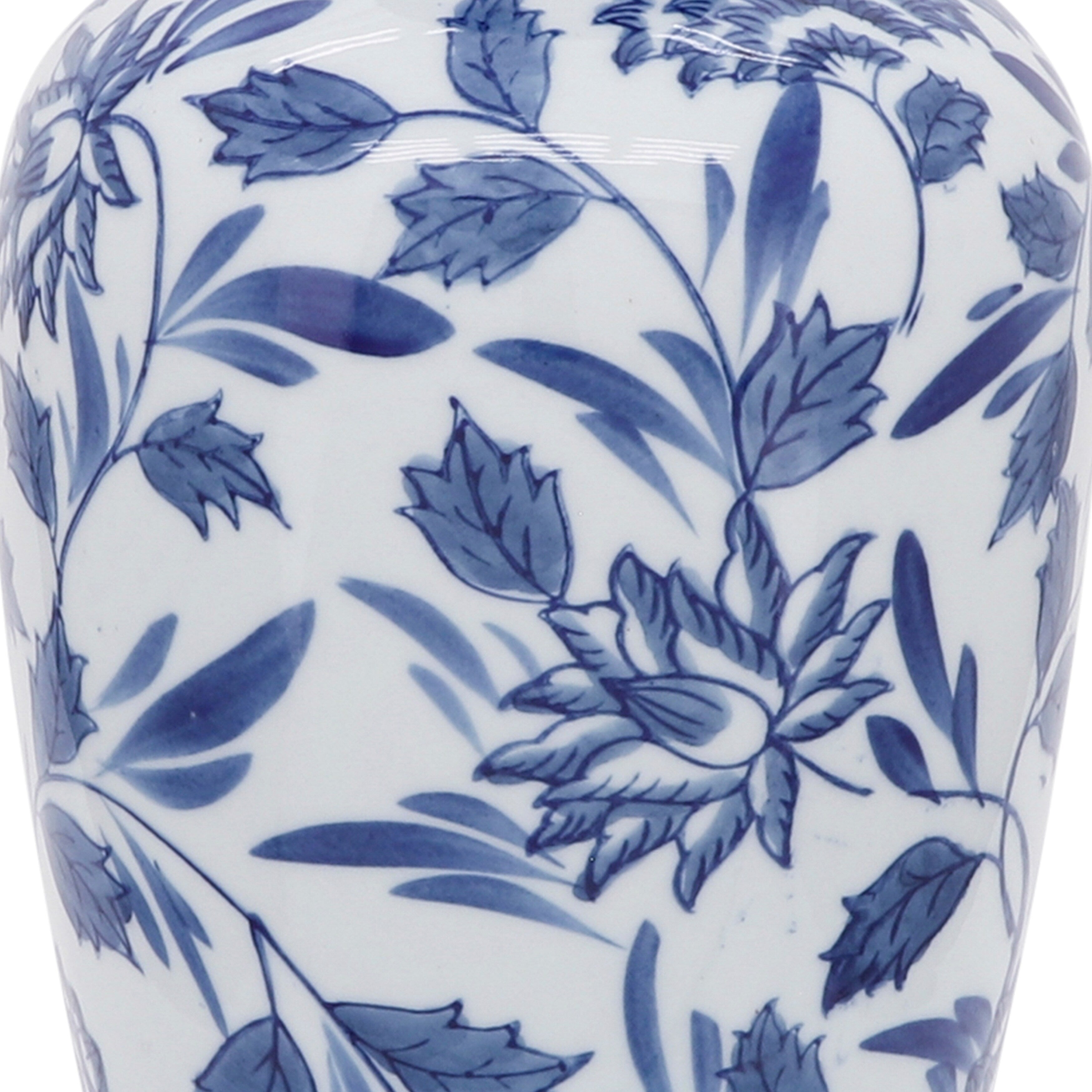 Sagebrook Home 13 Ceramic Vase Contemporary Blue and White Chinoiserie Design Floral Vase