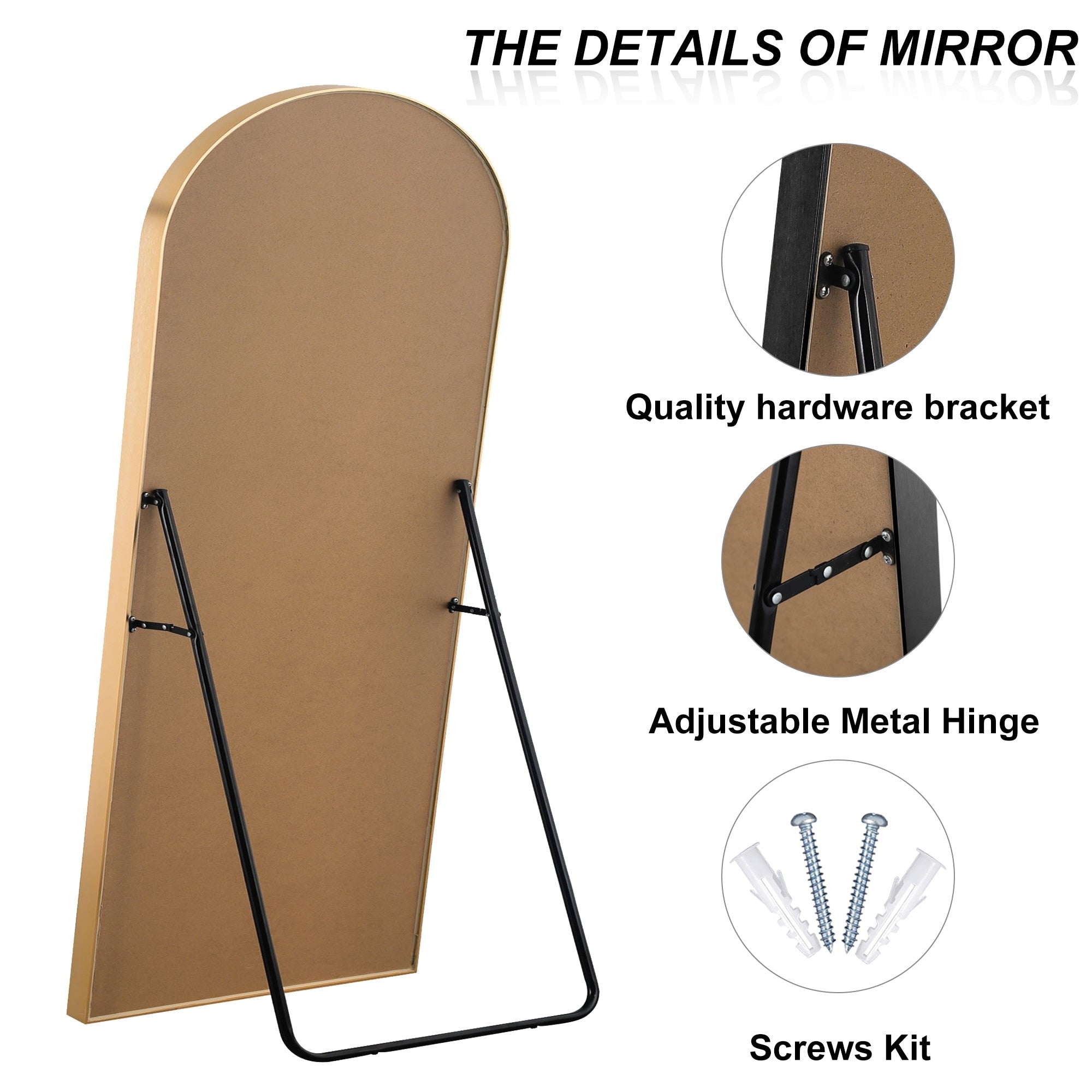 Arched Metal Full-length Standing Floor Mirror