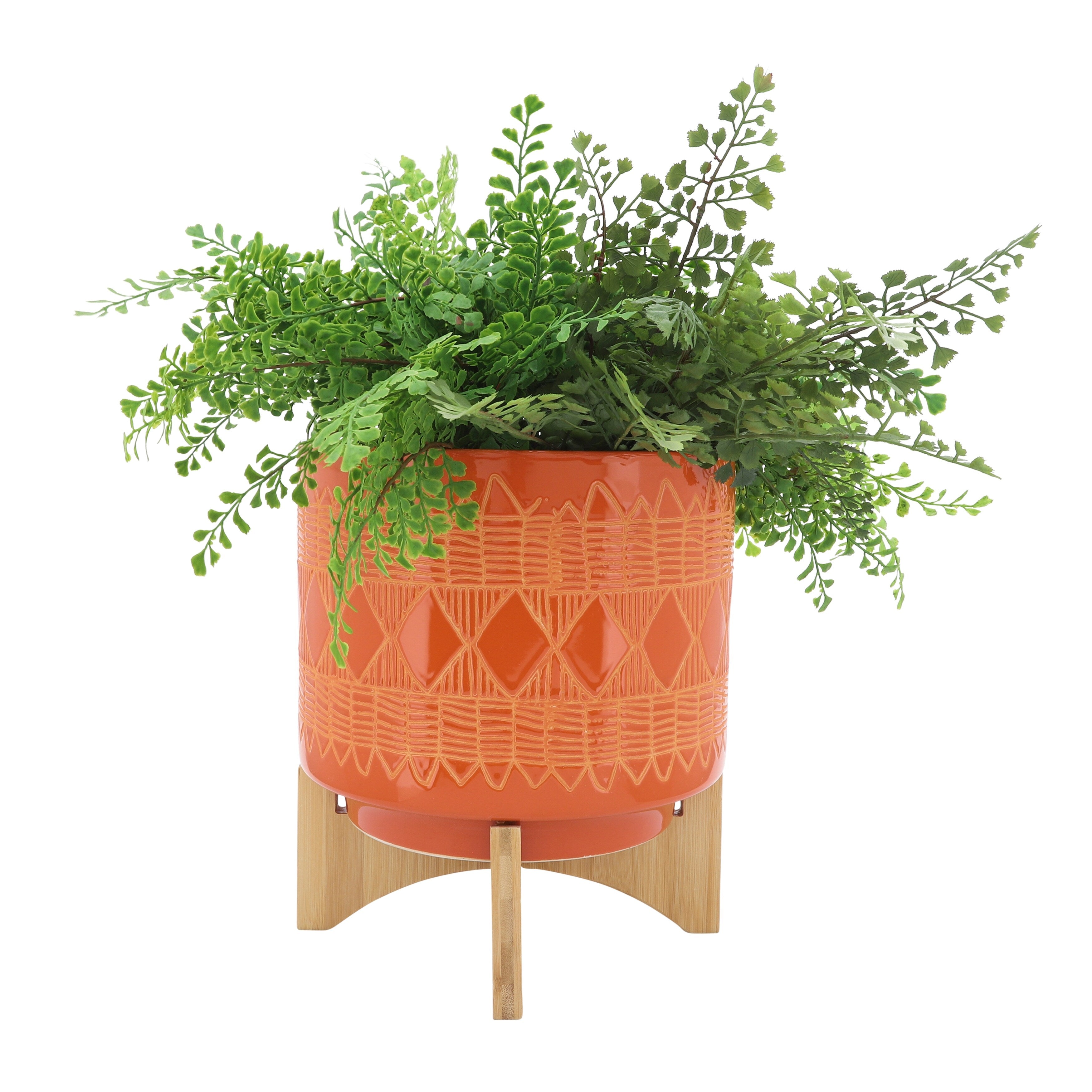 Sagebrook Home Ceramic Planters on Wood Stand