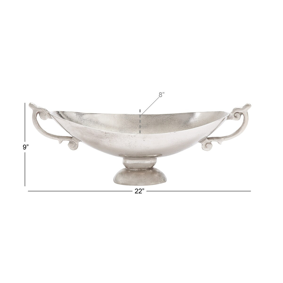 Aluminum Metal Decorative Decorative Bowl with Handles - Silver - Roche River Decor