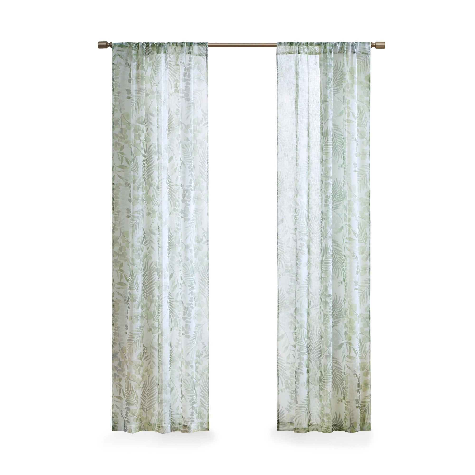 Madison Park Tulia Botanical Printed Texture Sheer Window Curtain Pair