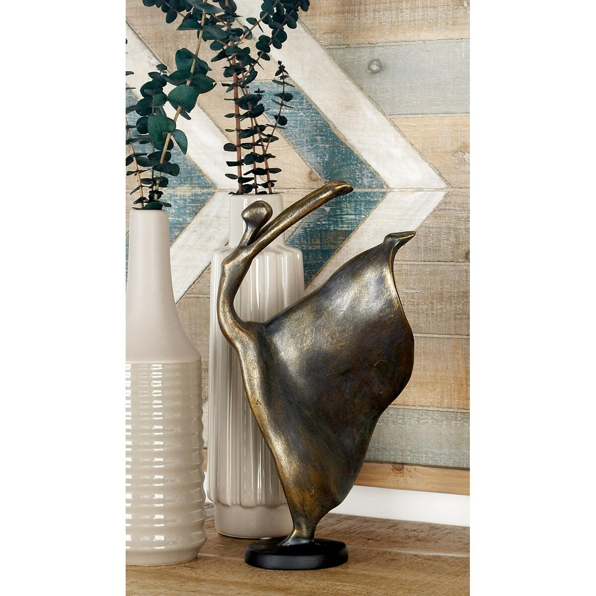 Polystone Dancer Decorative Sculpture - Brass - Roche River Decor