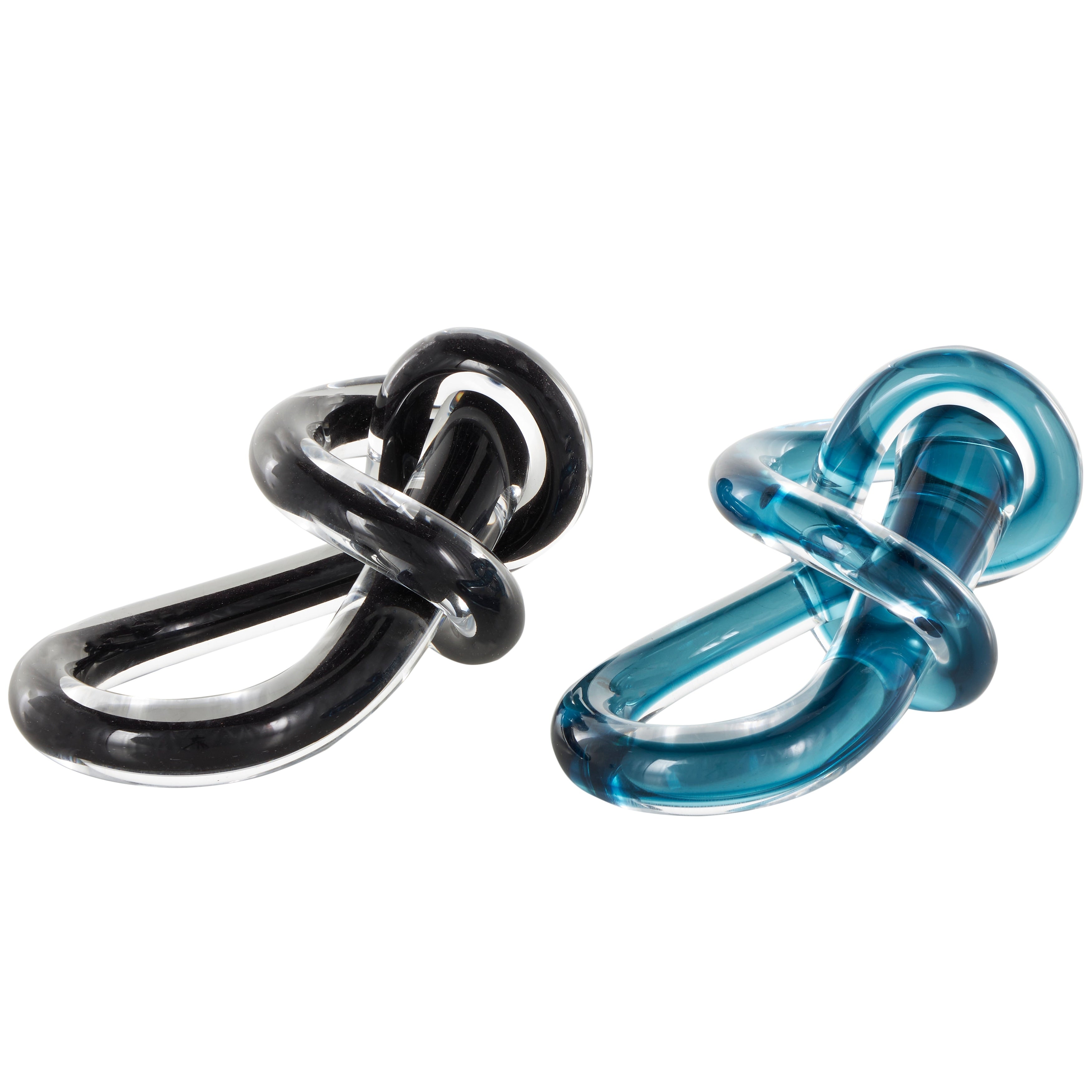 Black or Blue Glass Handmade Knot Sculpture (Set of 2)