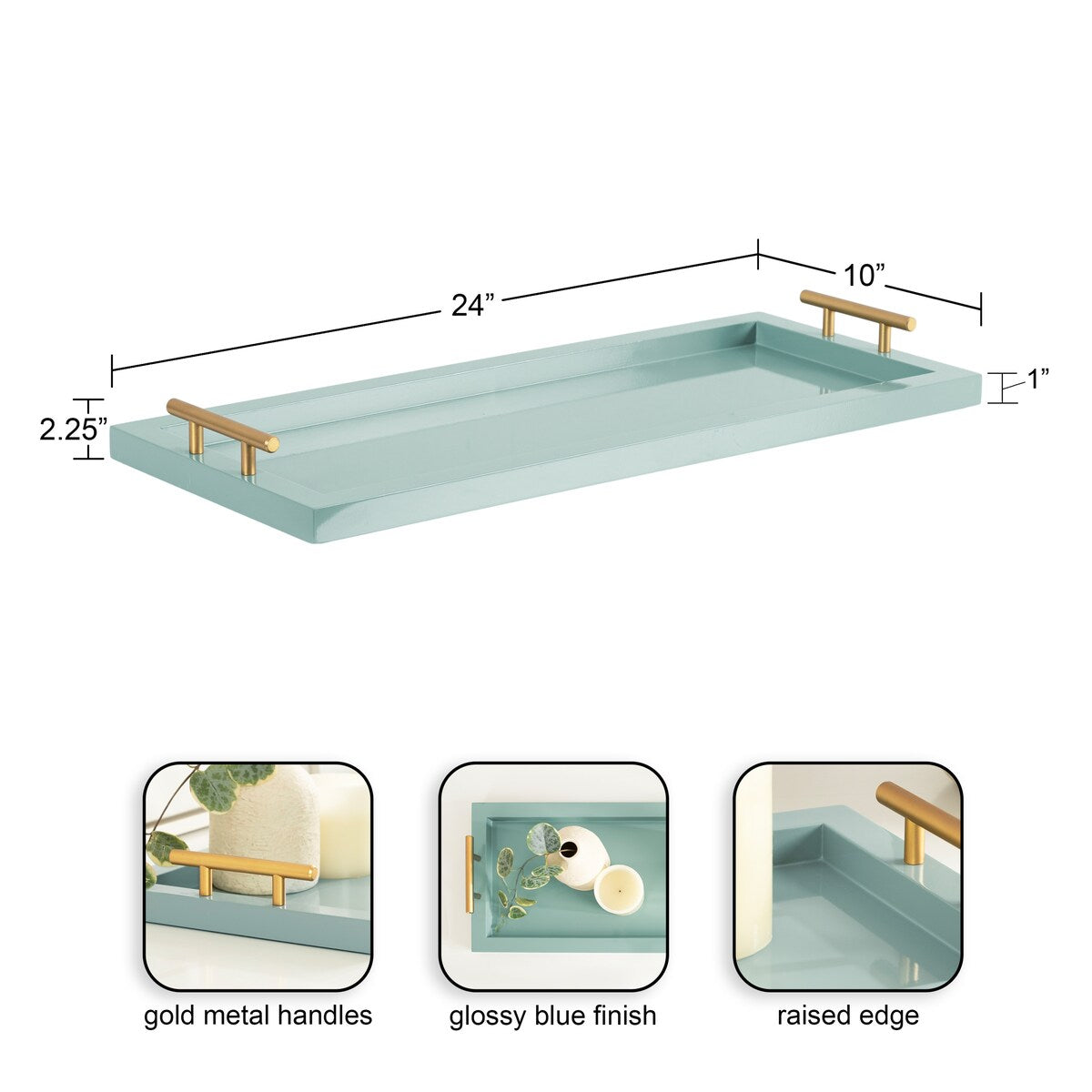 Kate and Laurel Halsey Wood Rectangle Decorative Tray