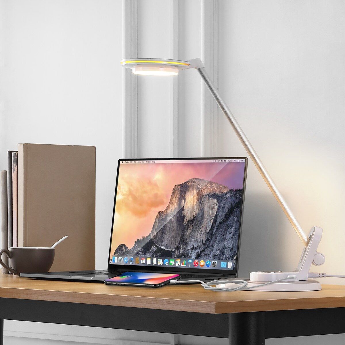 Gaines 18.5 Aluminum Contemporary Minimalist Adjustable Dimmable USB Charging LED Task Lamp, Black by JONATHAN Y