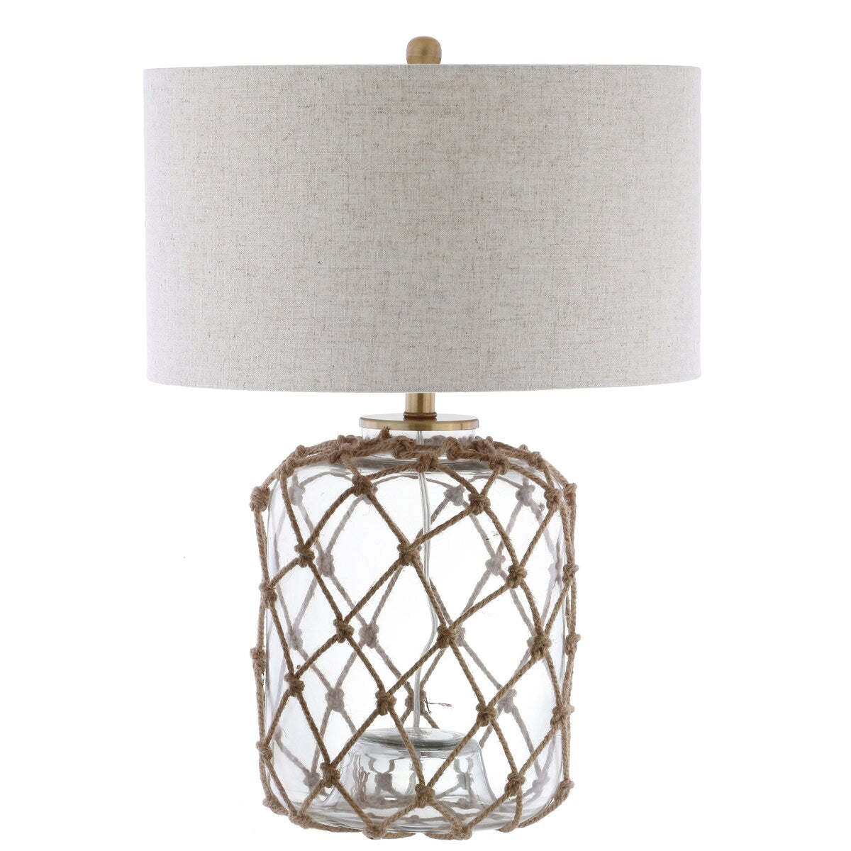 Joseph 26.5 Glass and Rope LED Table Lamp, Brown/Clear by JONATHAN Y