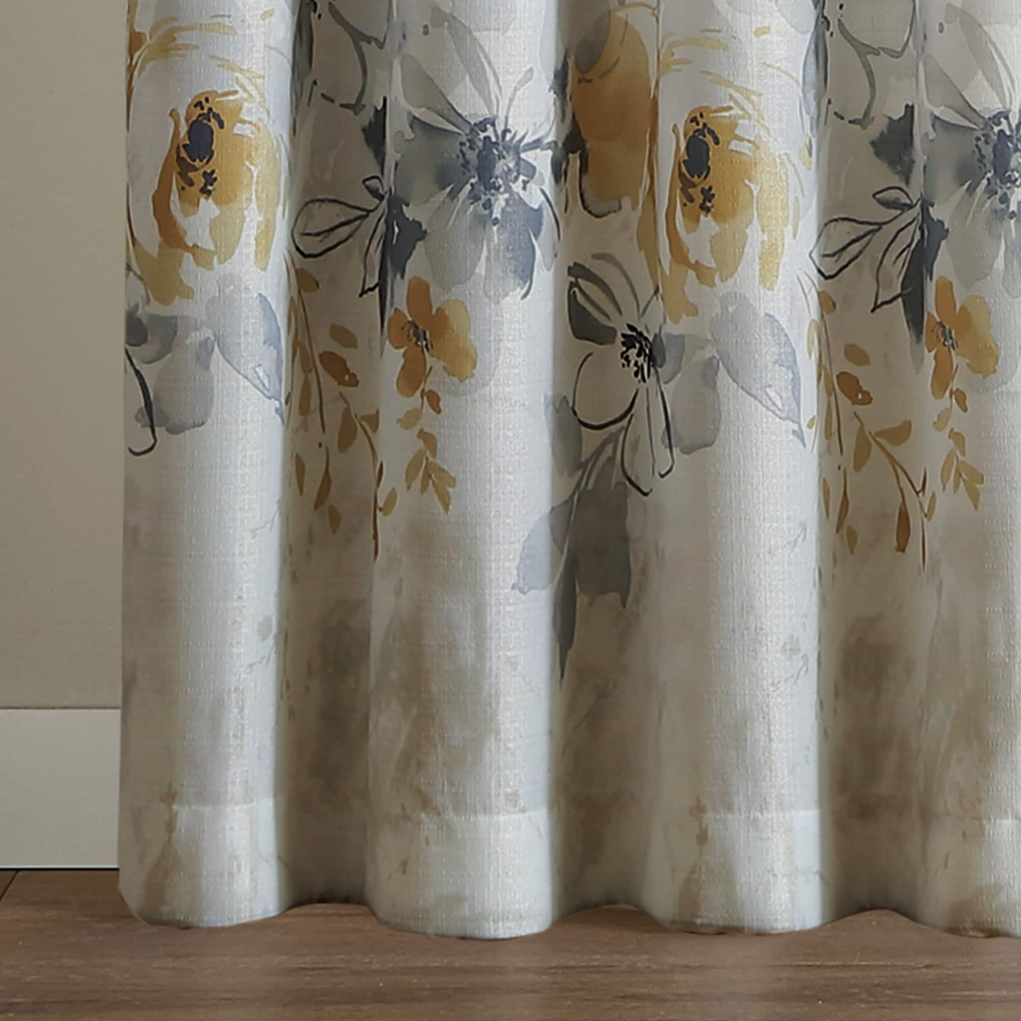 Watercolor Floral Flip Over Rod Pocket Single Curtain Panel