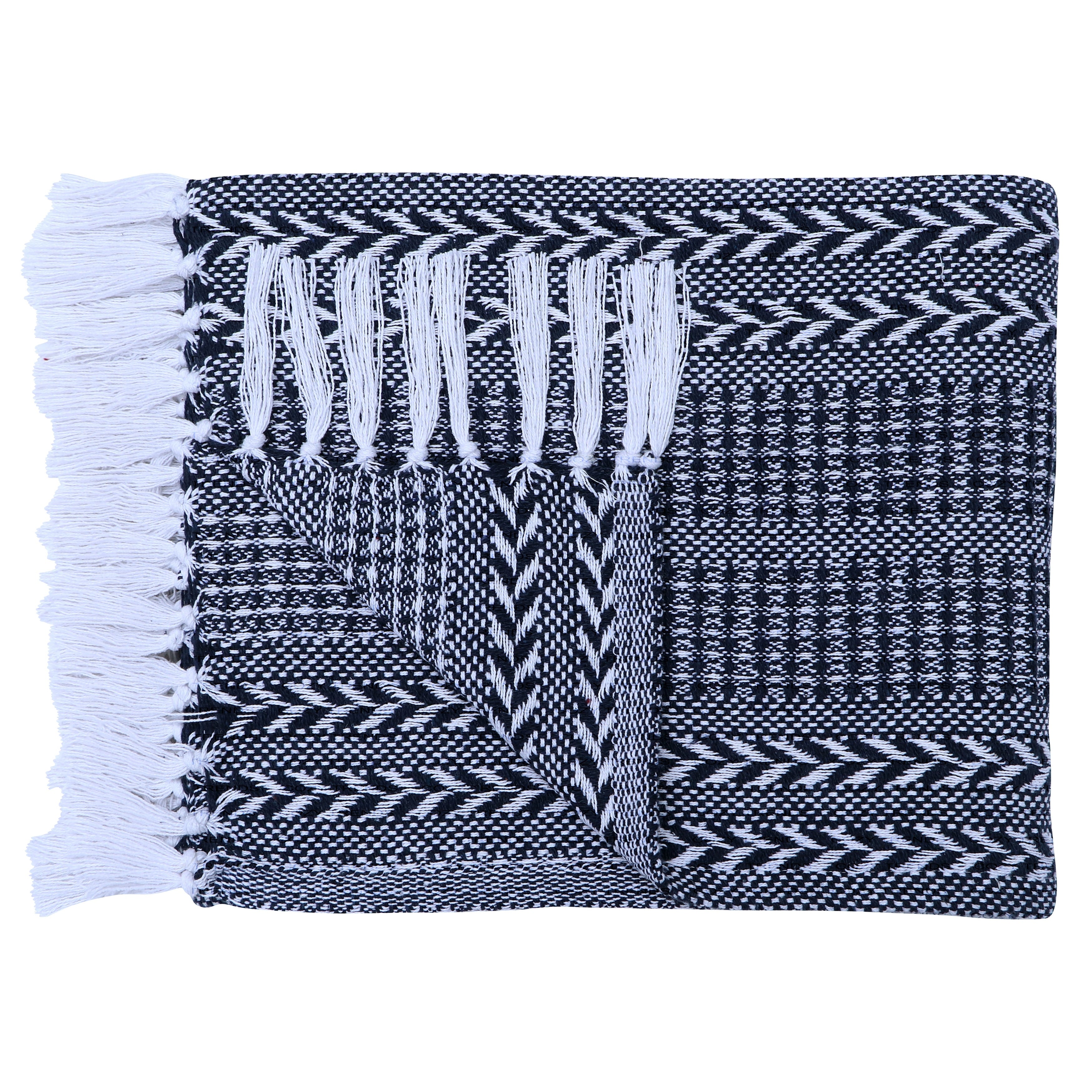 Handwoven Luxurious Cotton Sofa Couch Bed Throw Blankets All Season - Set of 2 (50''x60'')