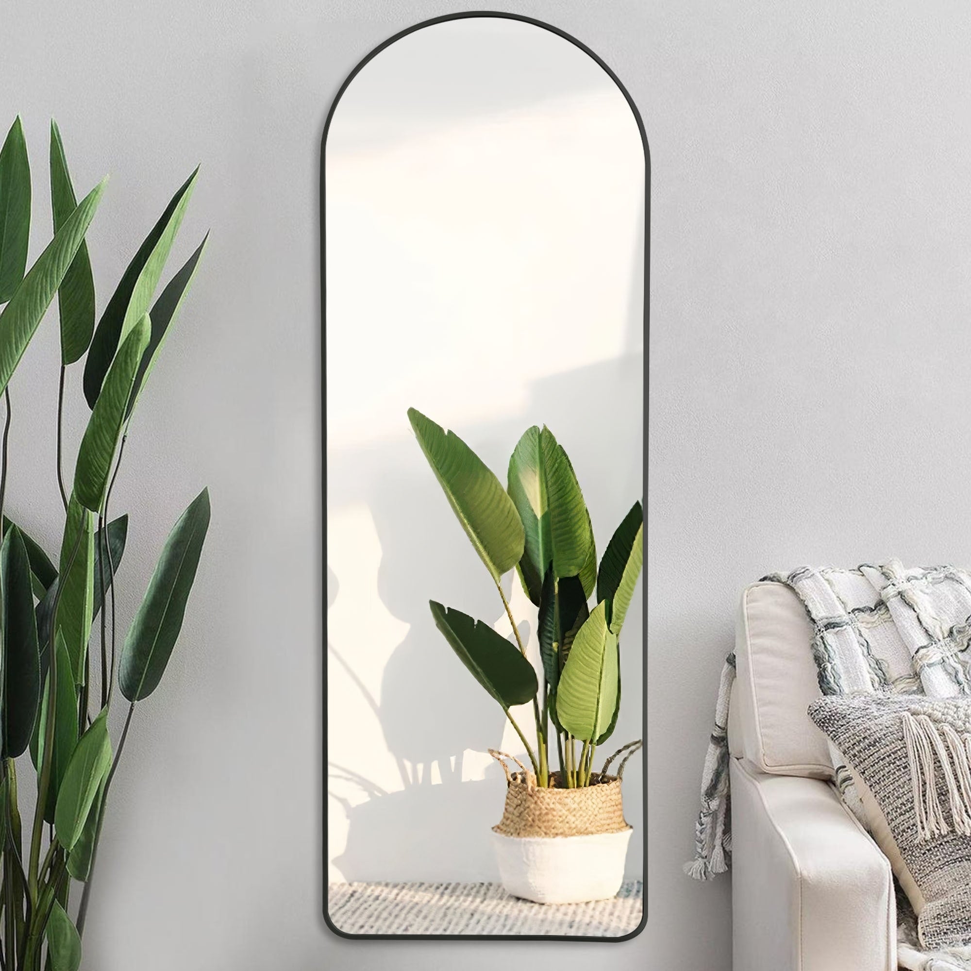 Arched Metal Full-length Standing Floor Mirror