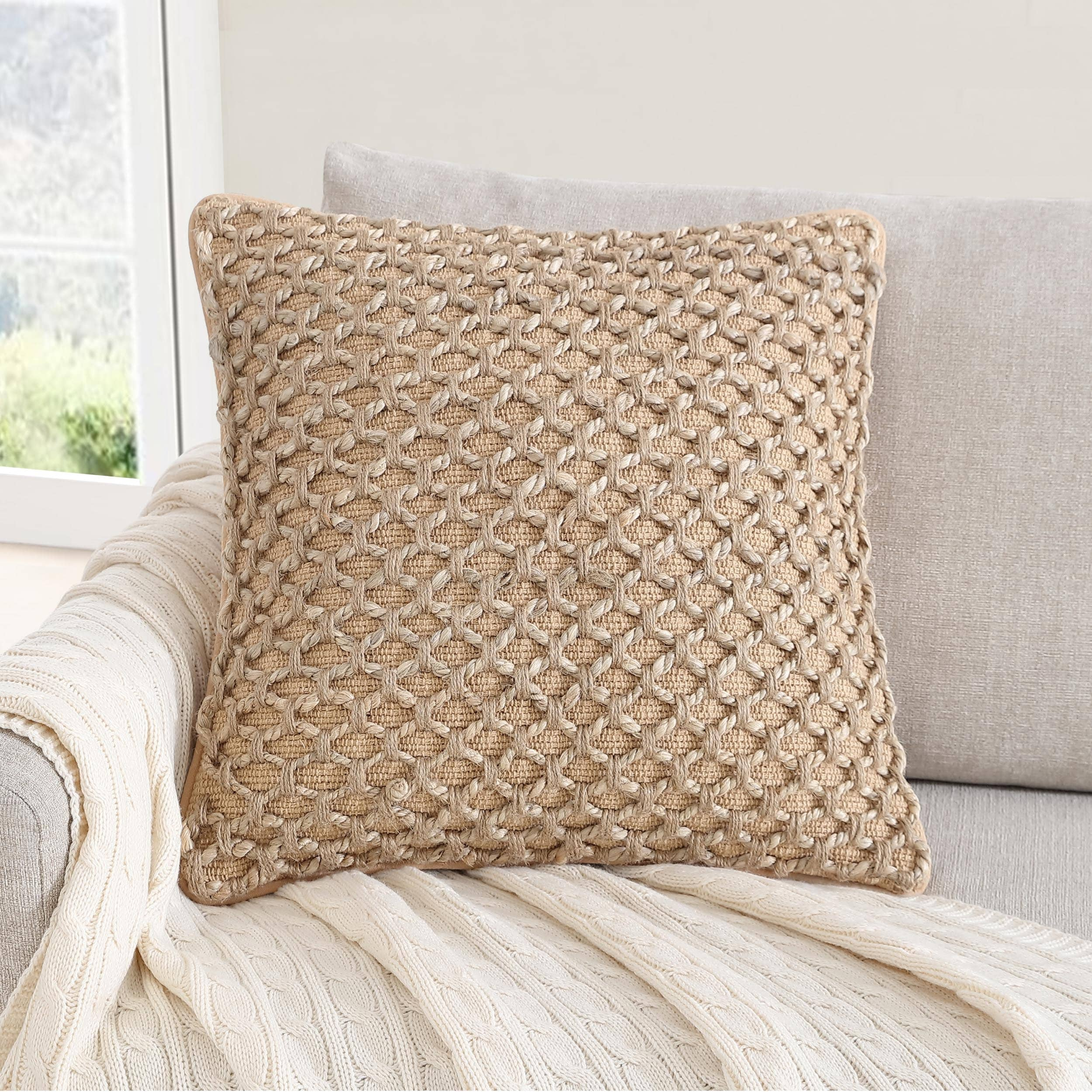 Boho Living Jada Braided Cotton/Jute Throw Pillows