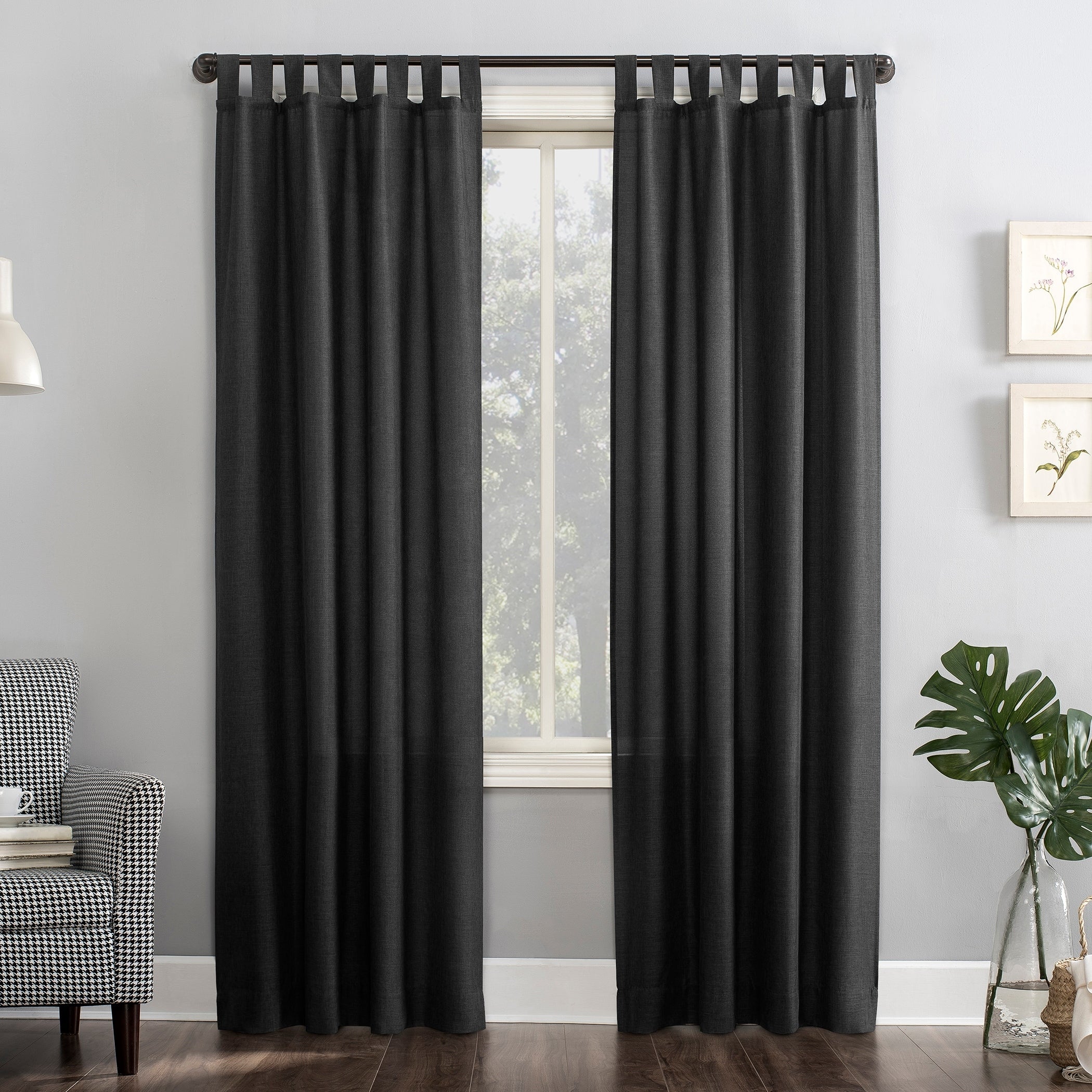 No. 918 Jacob Heathered Texture Semi-Sheer Tab Top Curtain Panel, Single Panel