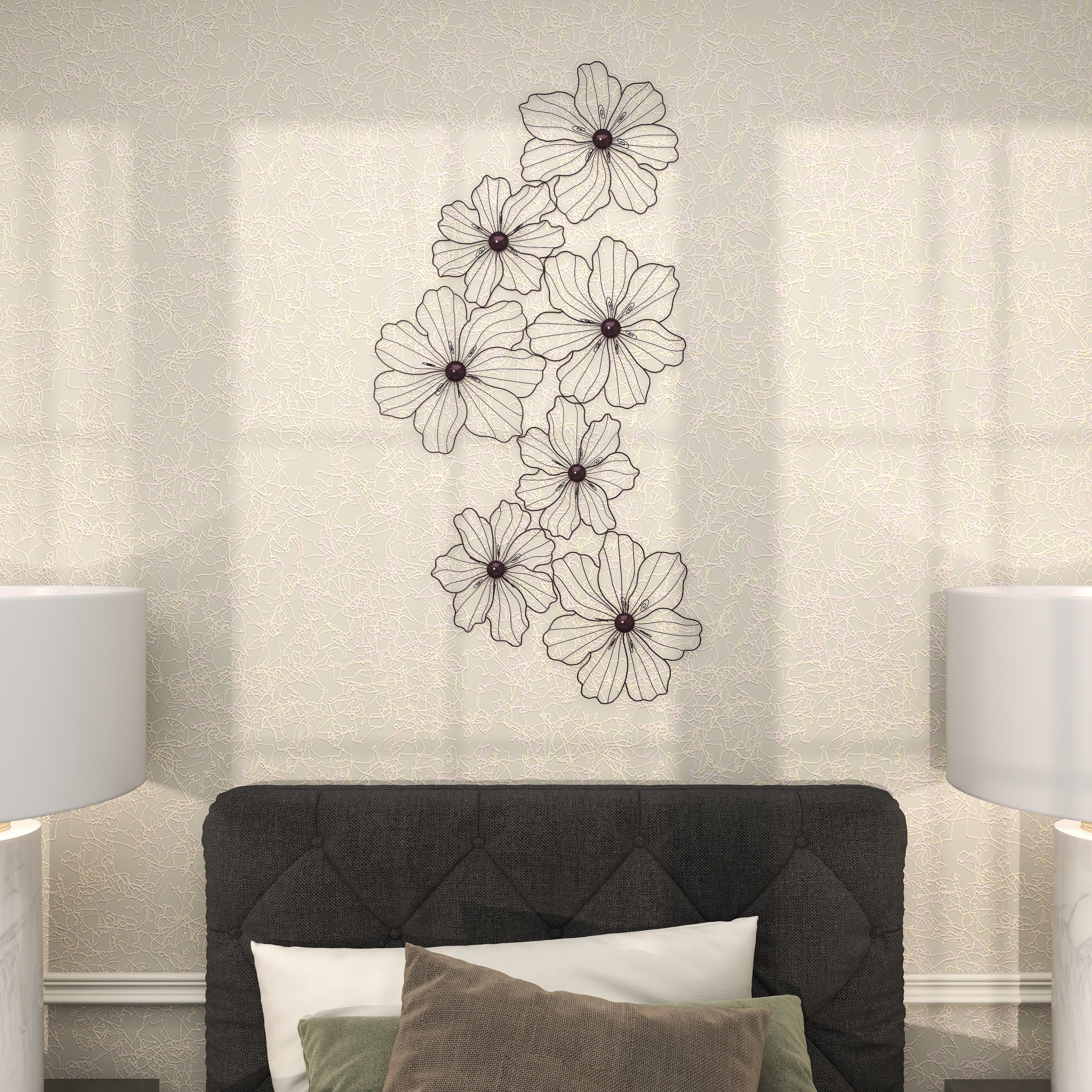 Gold or Black Metal Foiled Wire Floral Wall Decor