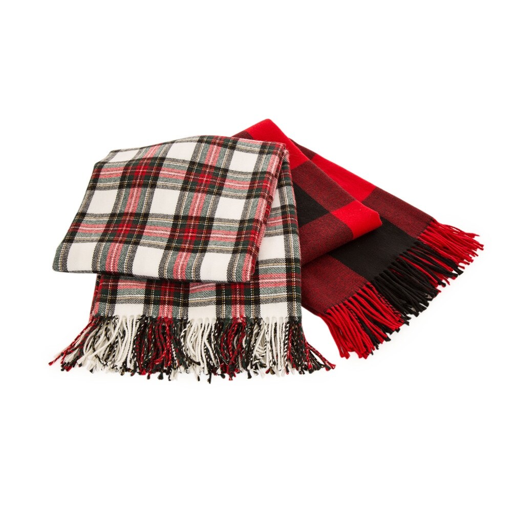 Glitzhome 50 x 60 Plaid Woven Acrylic 400g Christmas Blanket