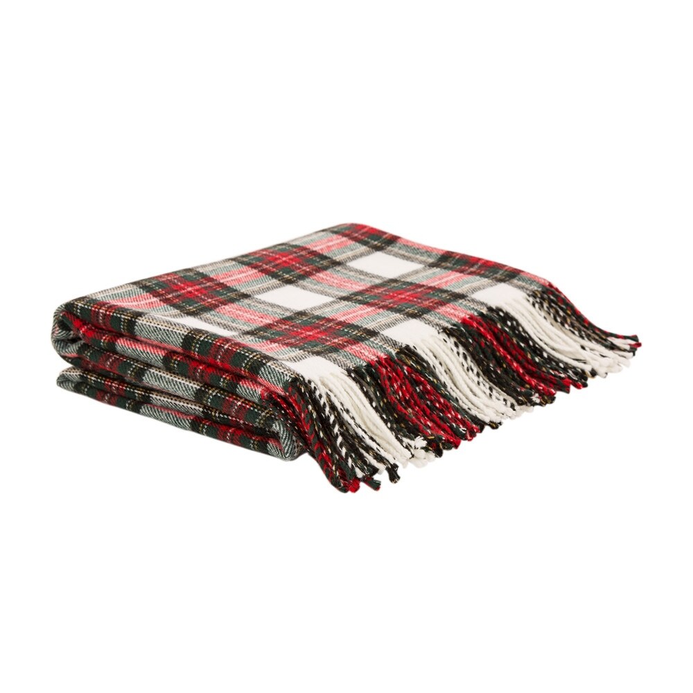 Glitzhome 50 x 60 Plaid Woven Acrylic 400g Christmas Blanket