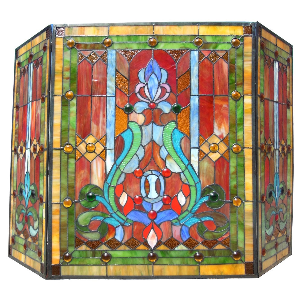 Victorian Stained Glass Fireplace Screen