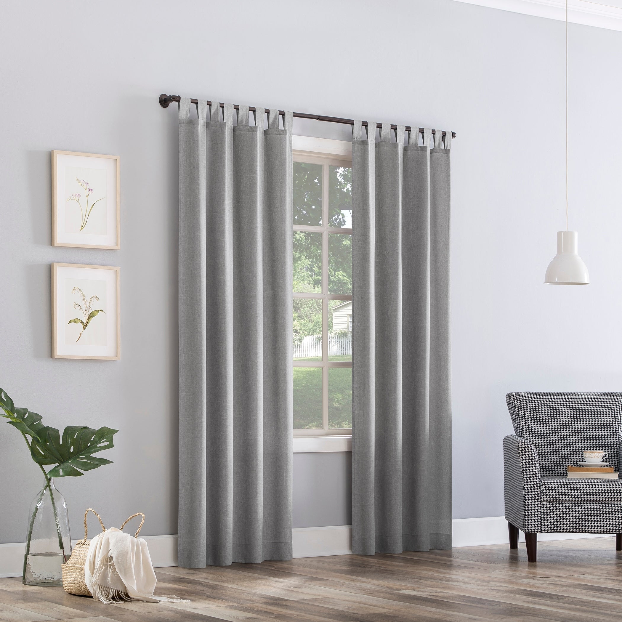 No. 918 Jacob Heathered Texture Semi-Sheer Tab Top Curtain Panel, Single Panel